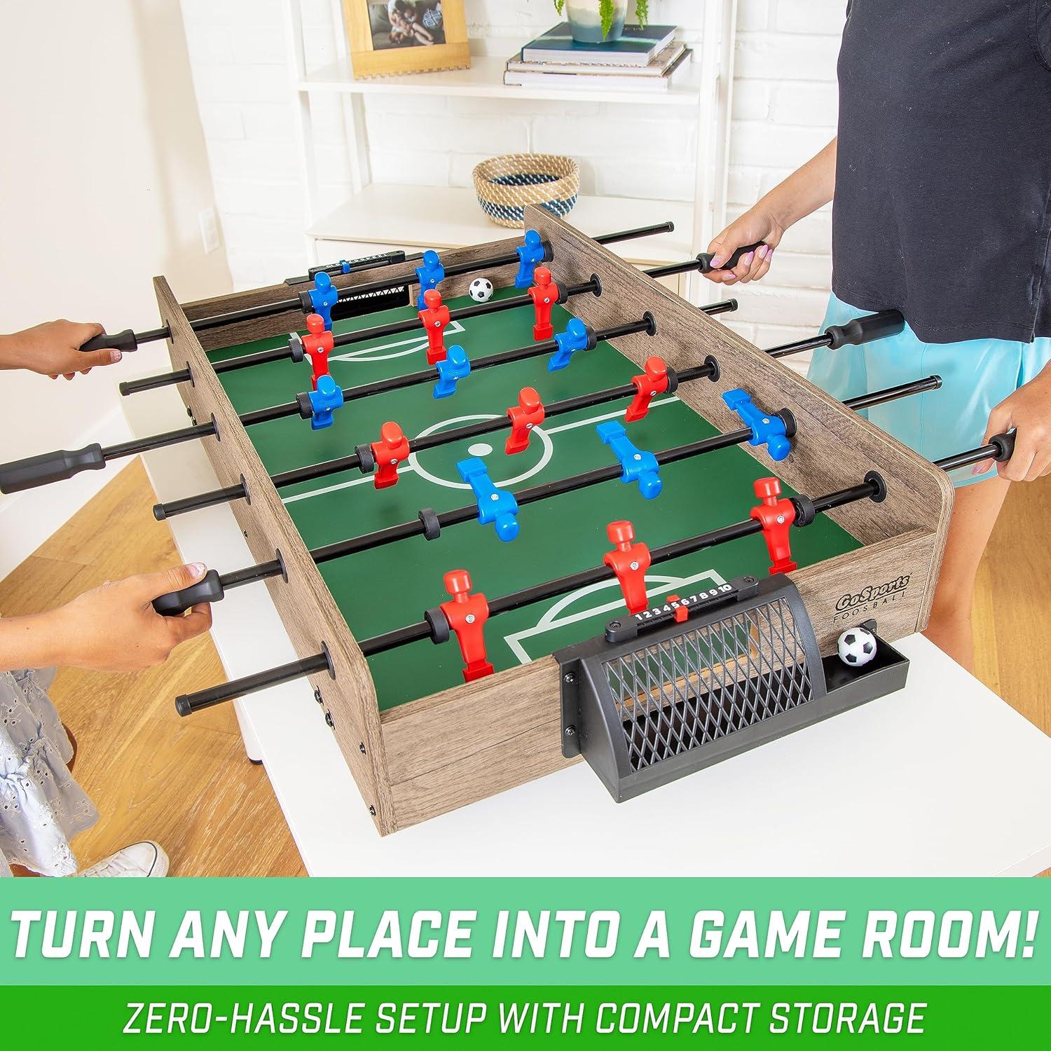 32-Inch Oak and Plastic Tabletop Foosball Game Set