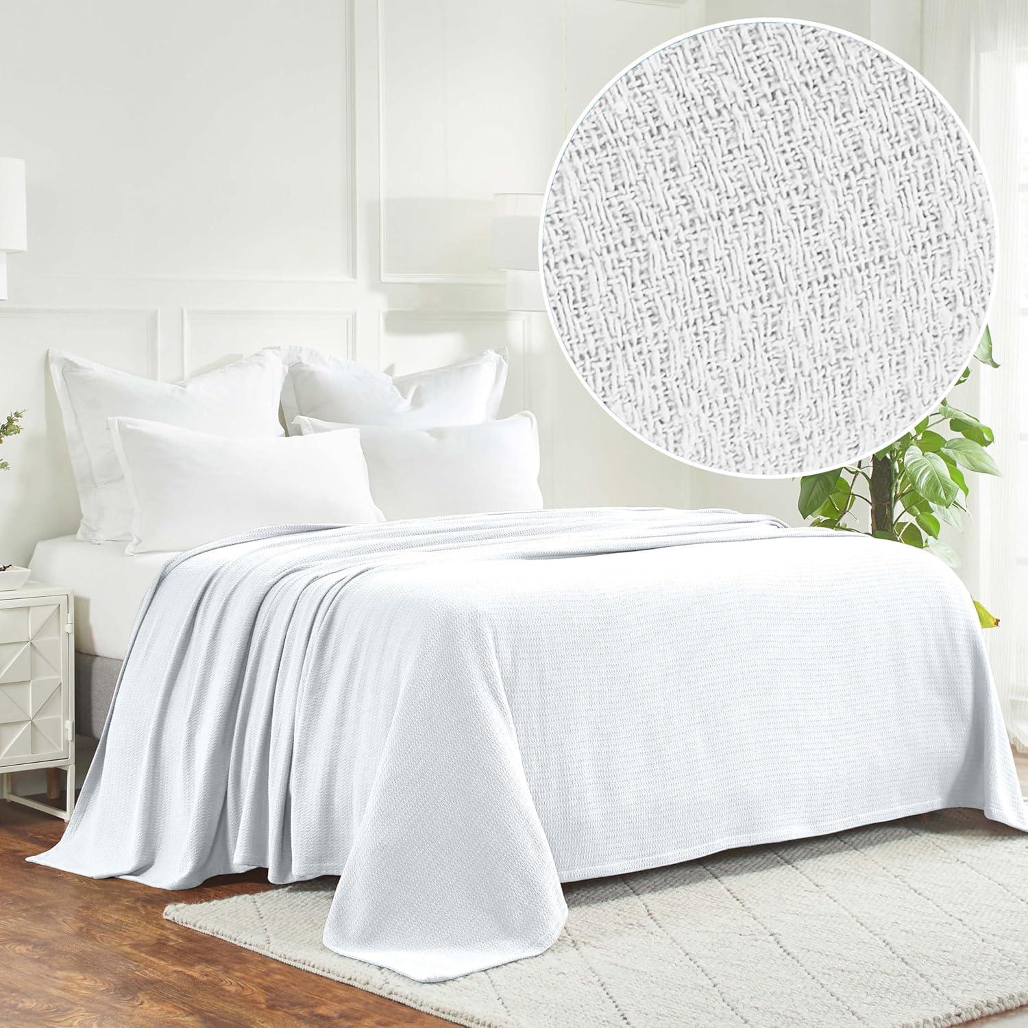 Superior Waffle Weave Honeycomb Knit Soft Textured All-Season Cotton Blanket