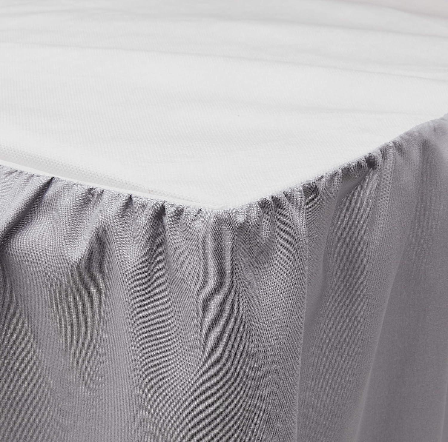 Light Gray Queen Polyester Ruffled Bed Skirt with 15" Drop