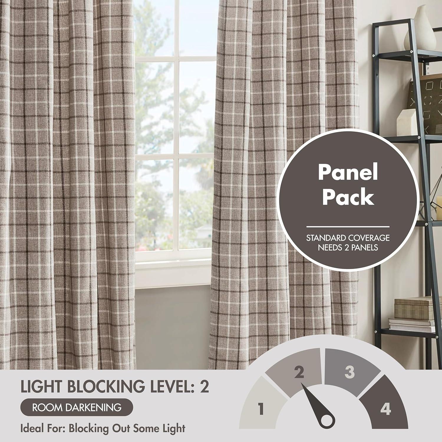 Anaheim Woven Plaid Room Darkening Thermal Fleece Lined Single Curtain Panel