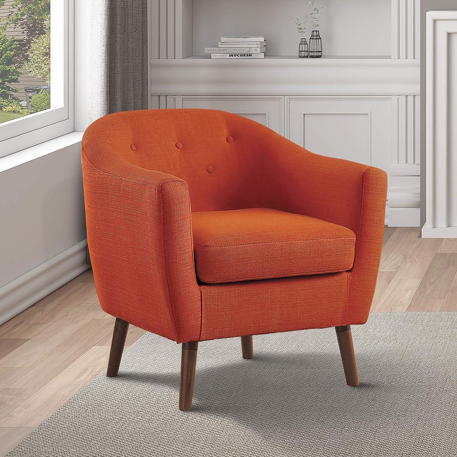 Homelegance Lucille Collection Living Room Home Barrel Accent Chair, Orange