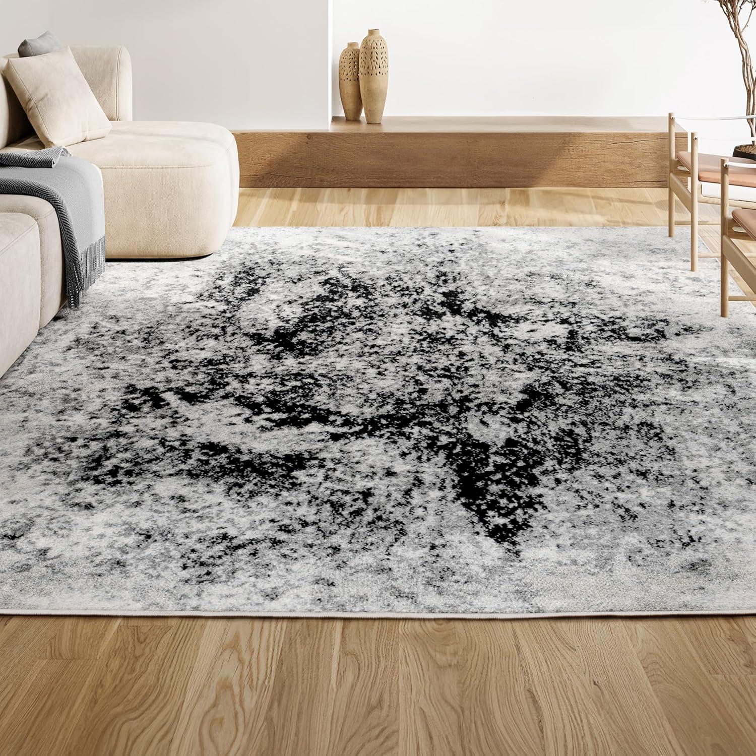 5'x8' Dune Modern Abstract Area Rug, Cream/Gray - JONATHAN Y
