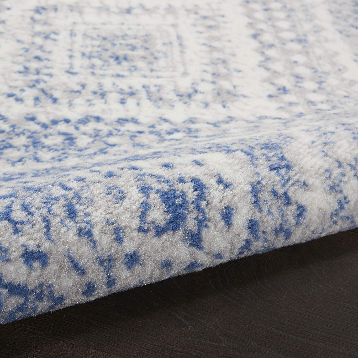 Nourison Whimsicle Boho Farmhouse Ivory Blue 2' x 6' Area Rug, (6' Runner)
