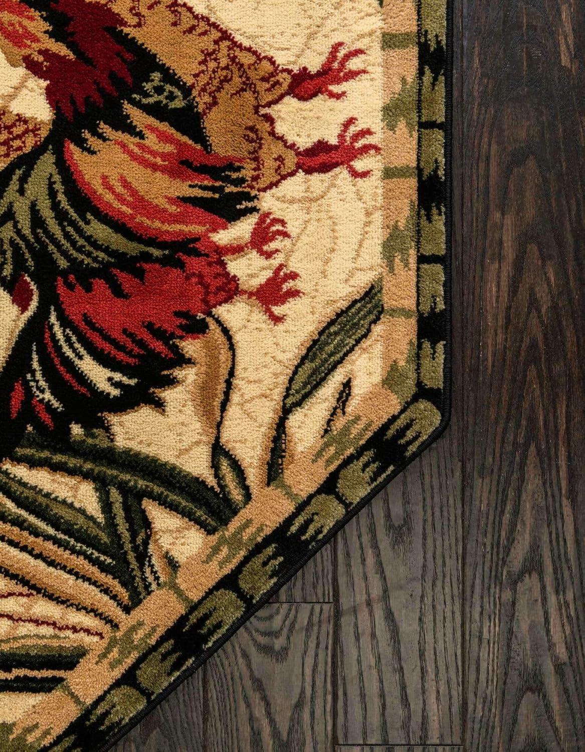 Unique Loom Barnyard Collection Area Rug - Farm (5' 3" Octagon Cream/Black)
