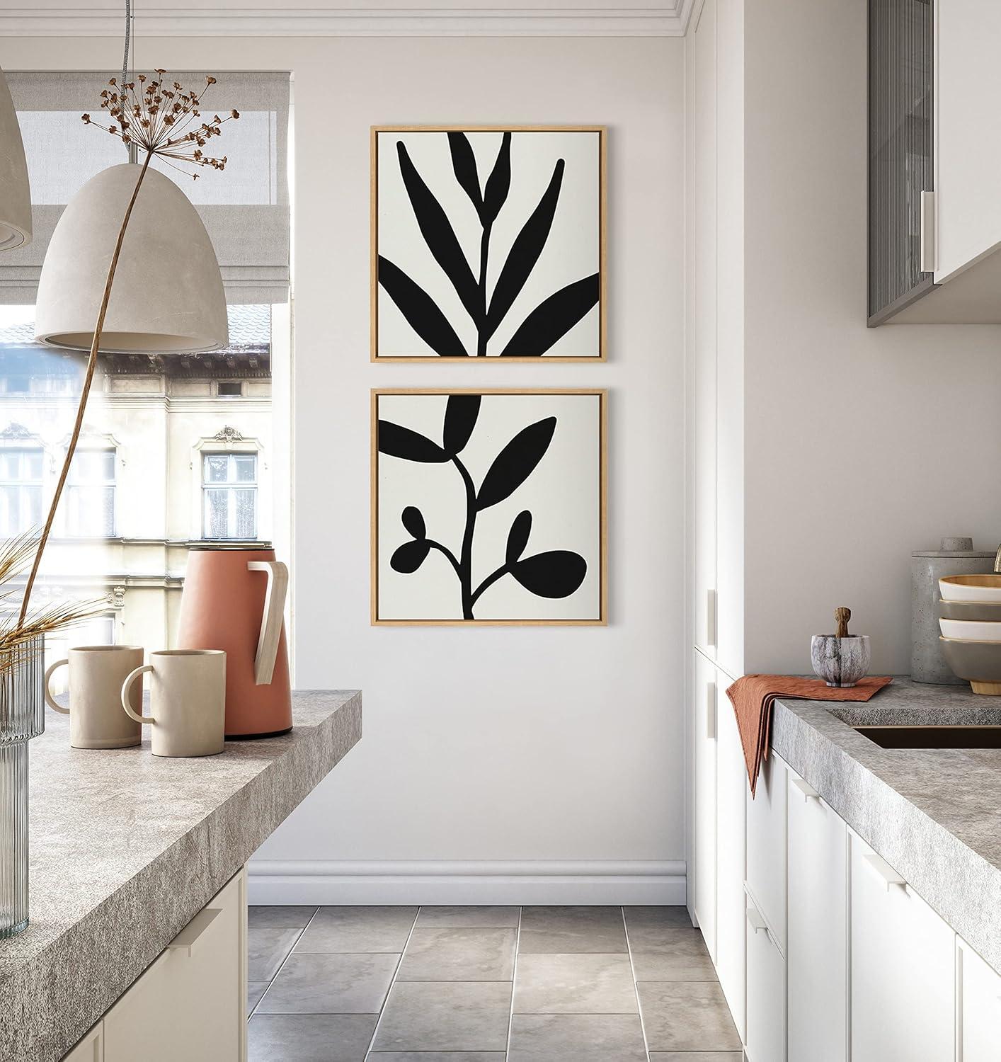 Sylvie Modern Botanical Neutral Abstract II Framed Wall Canvas Natural - Kate & Laurel All Things Decor