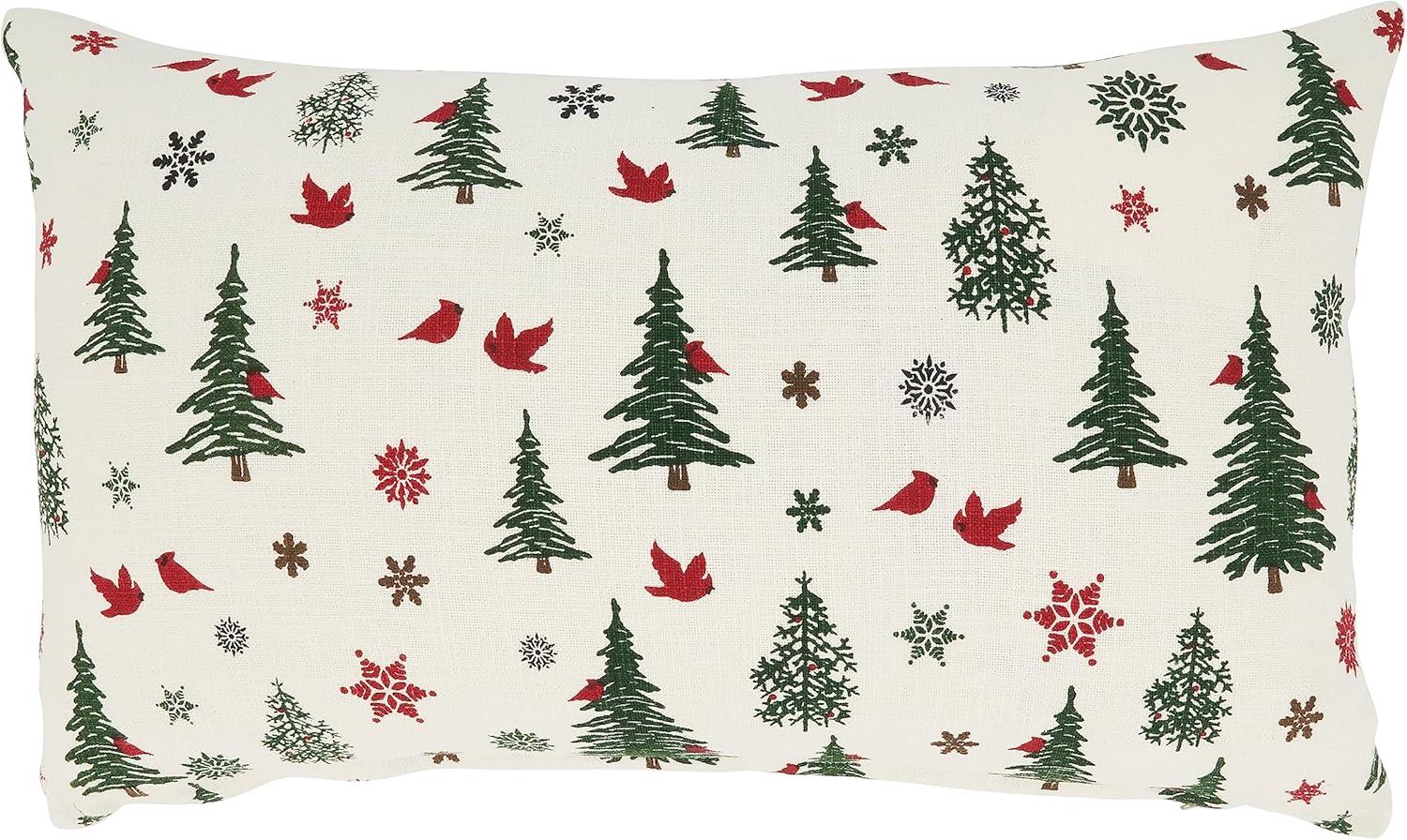 Saro Lifestyle Enchanted Evergreens Christmas Trees Poly Filled Throw Pillow