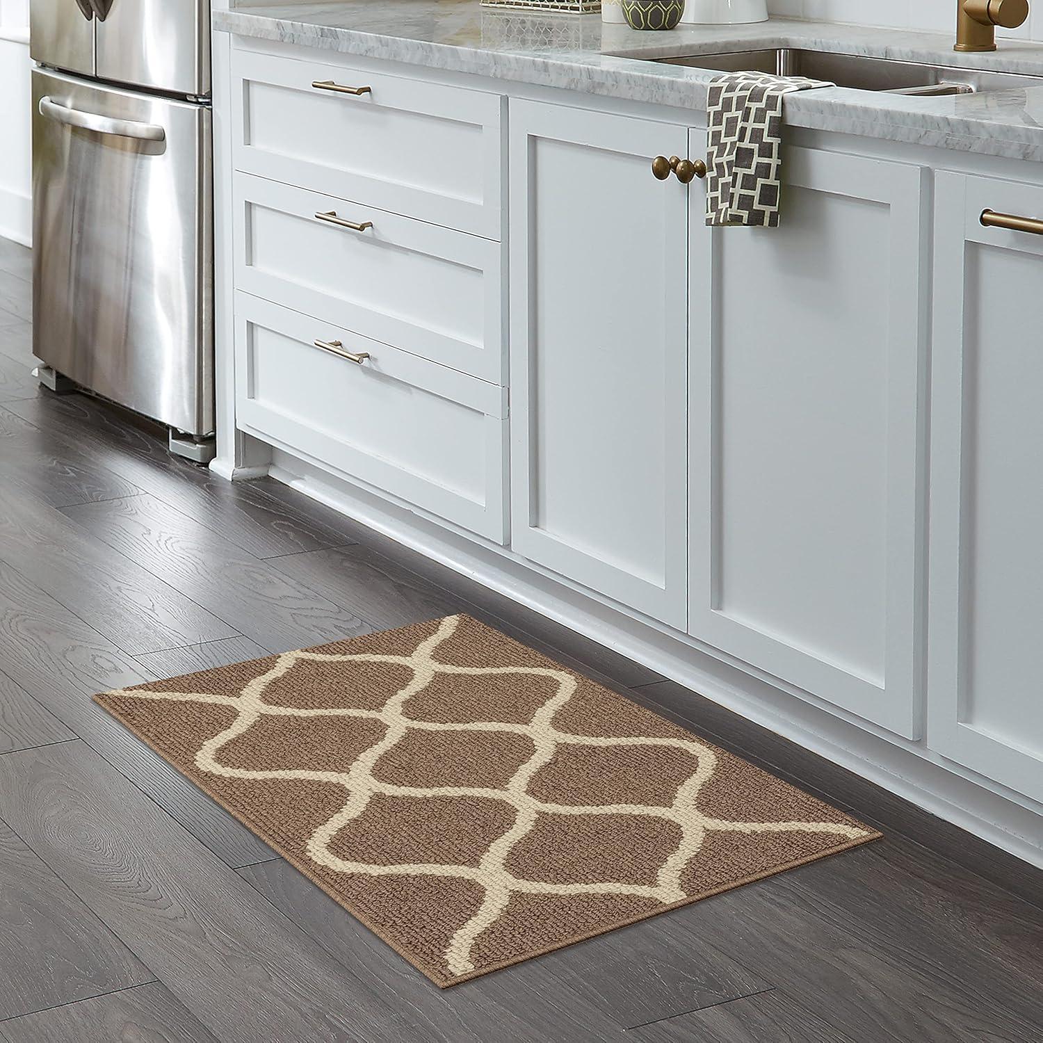 Brown Tufted Non-Slip Rectangular Washable Rug