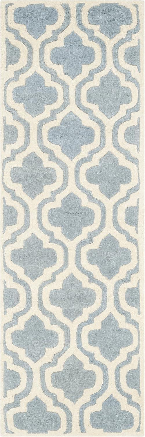 Chatham Blue and Ivory Hand-Tufted Wool Rug, 27" x 5"