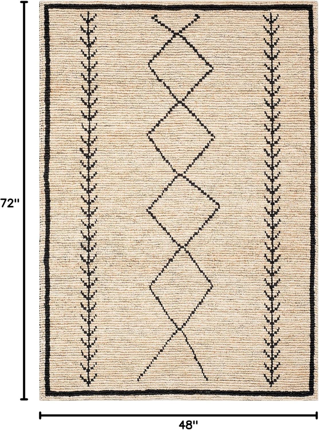 SAFAVIEH Bohemian Delice Southwestern Jute Area Rug, Ivory/Black, 4' x 6'