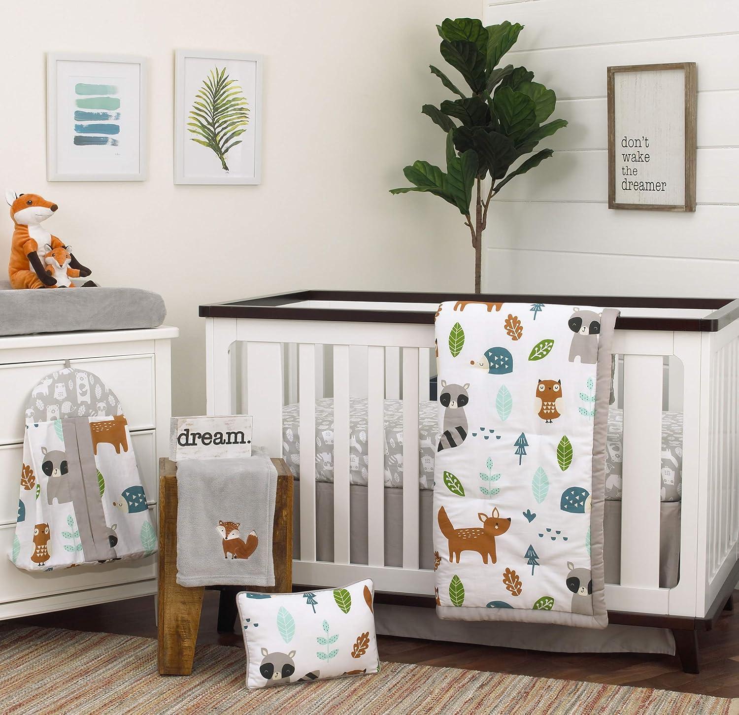 NoJo Dreamer Little Woodland Friends 8 Piece Nursery Crib Bedding Set