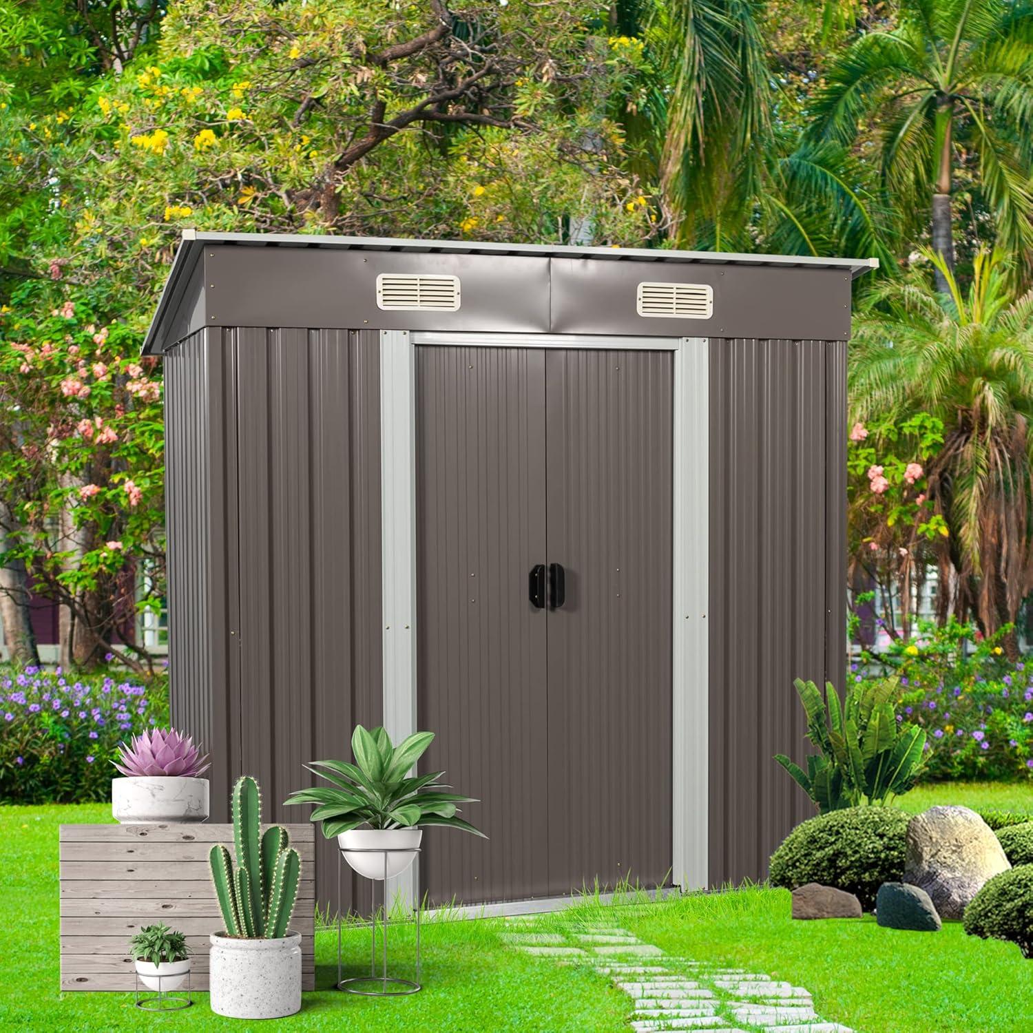 GZMWON 6Ft X 4Ft Outdoor Metal Storage Shed