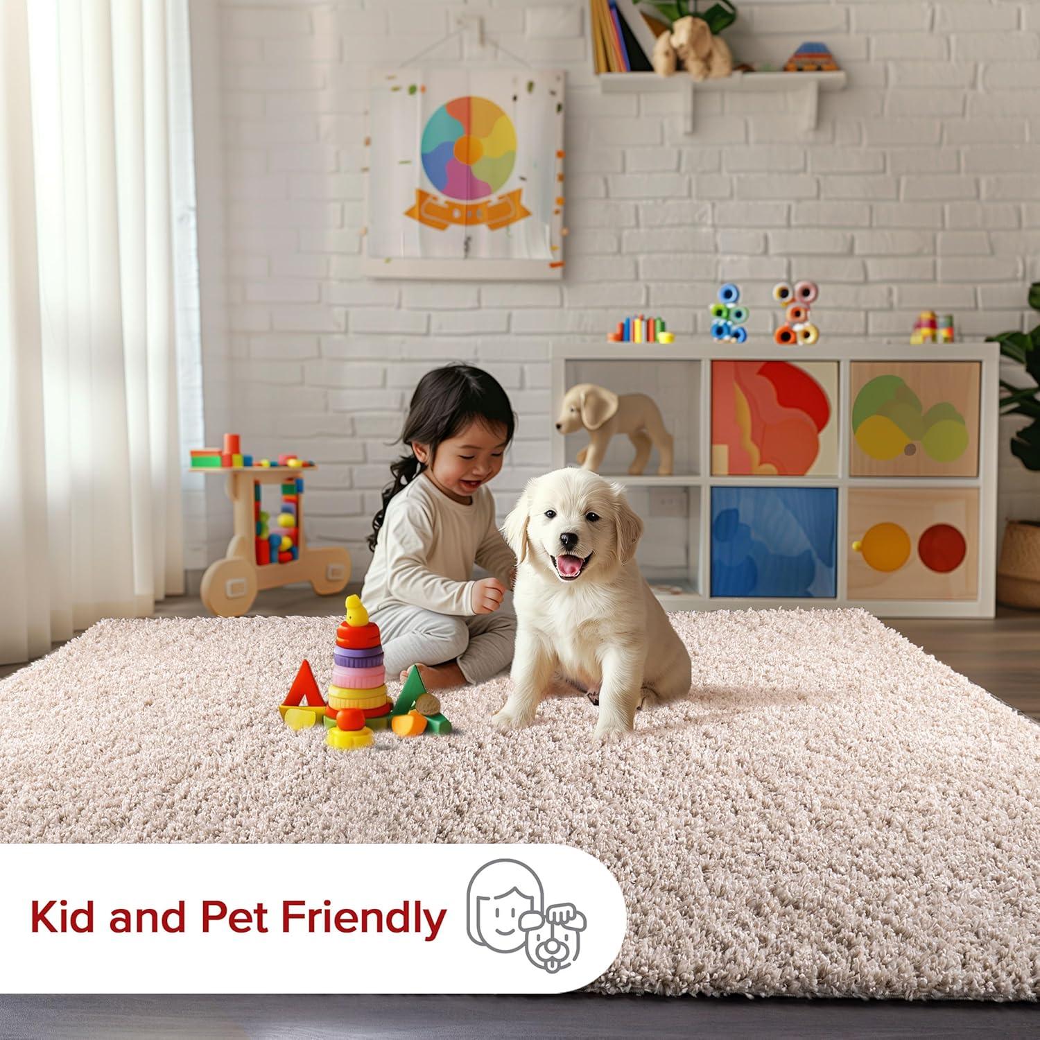 Nuloom Kara Solid 4x6 Shag Indoor Area Rug for Living Room Bedroom Dining Room Nursery, Beige
