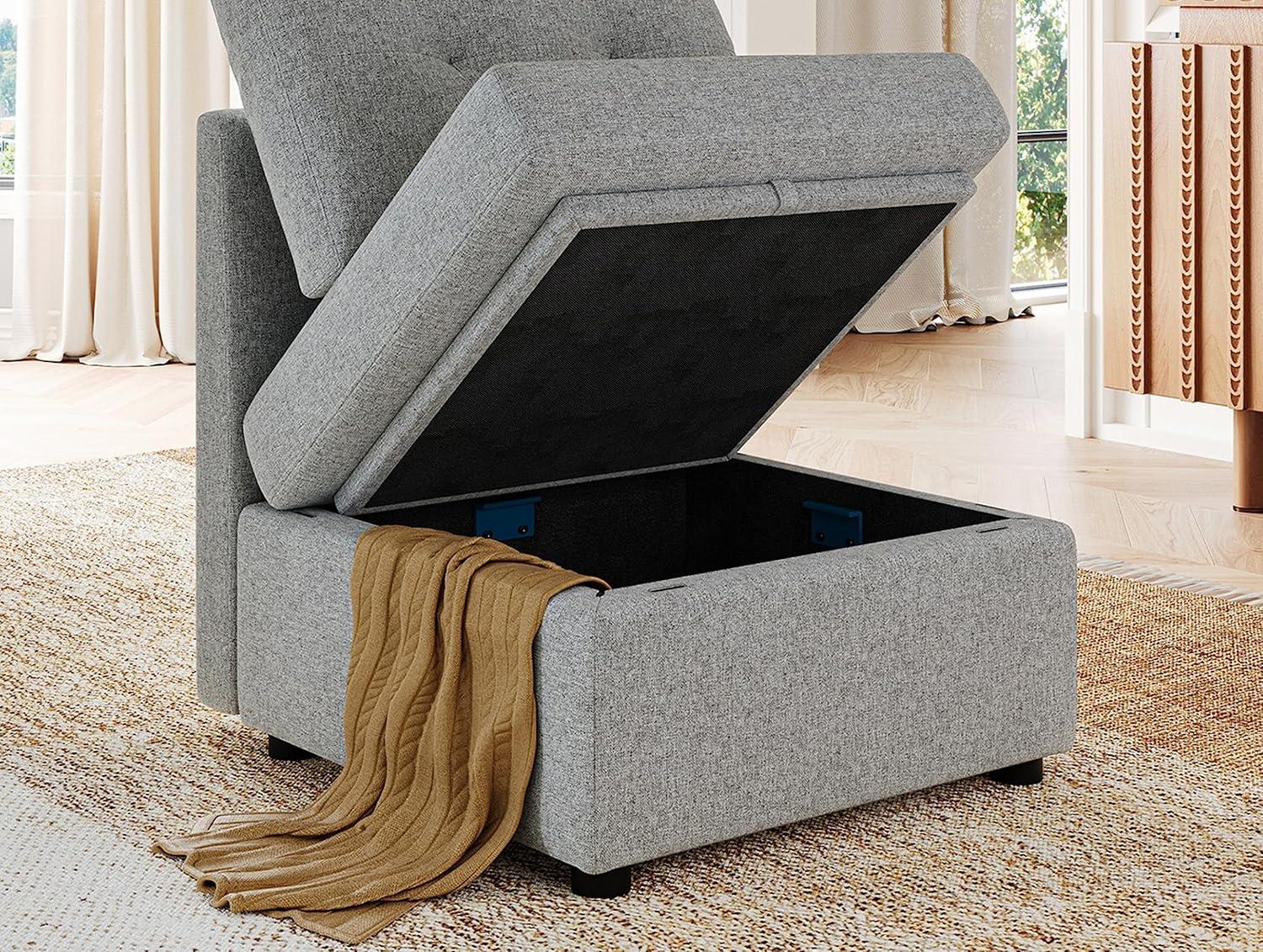 LINSY HOME Oversized Modular Cloud Sectional Sofa, RUBIK III 7 Seat Storage Couches and Sofas, Sectional Couches for Living Room with Reversible Chaises, Light Gray