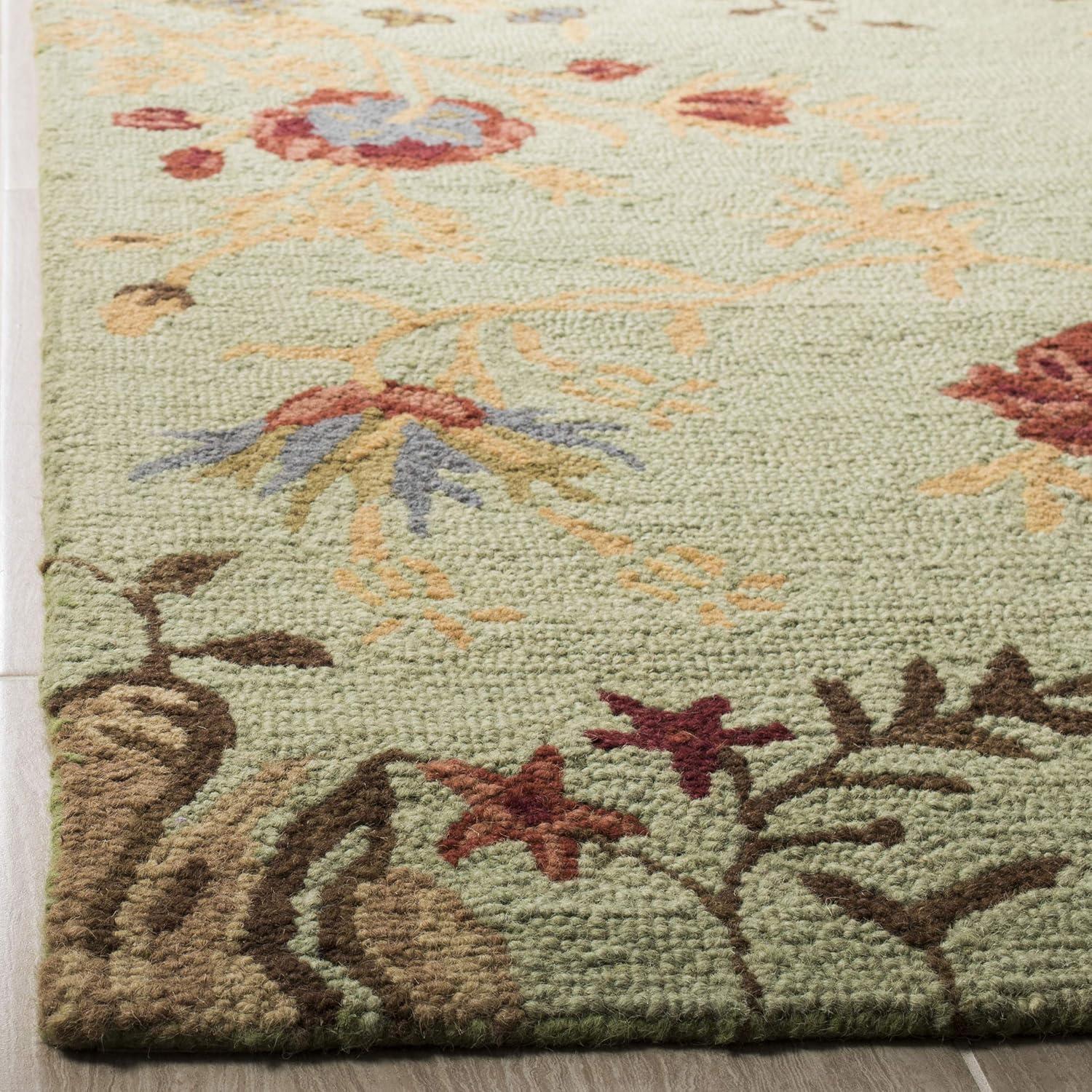 SAFAVIEH Blossom Kelly Floral Flower Wool Area Rug, Light Green/Multi, 8' x 10'