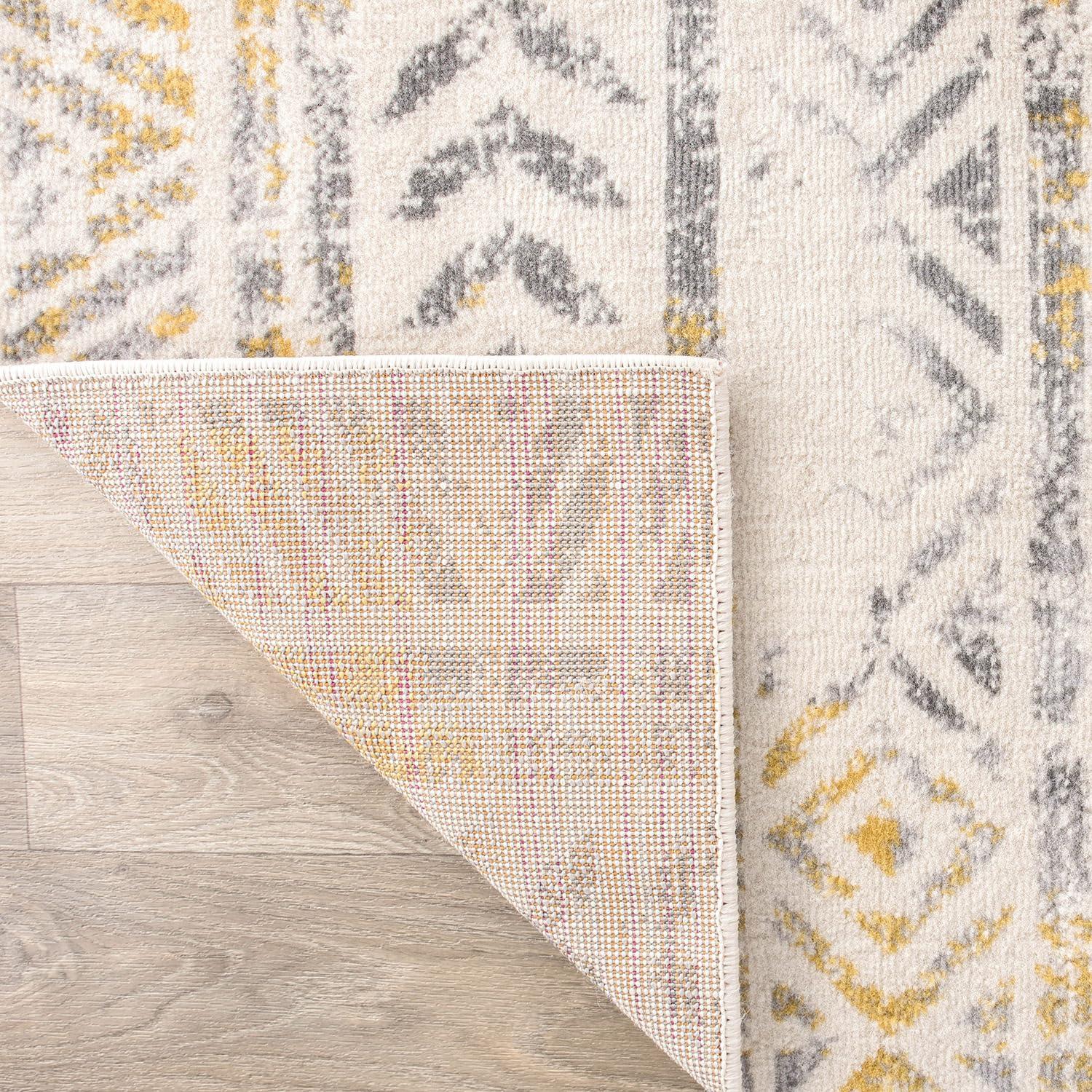 World Rug Gallery Geometric Distressed Bohemian Yellow 5'x7' Area Rug