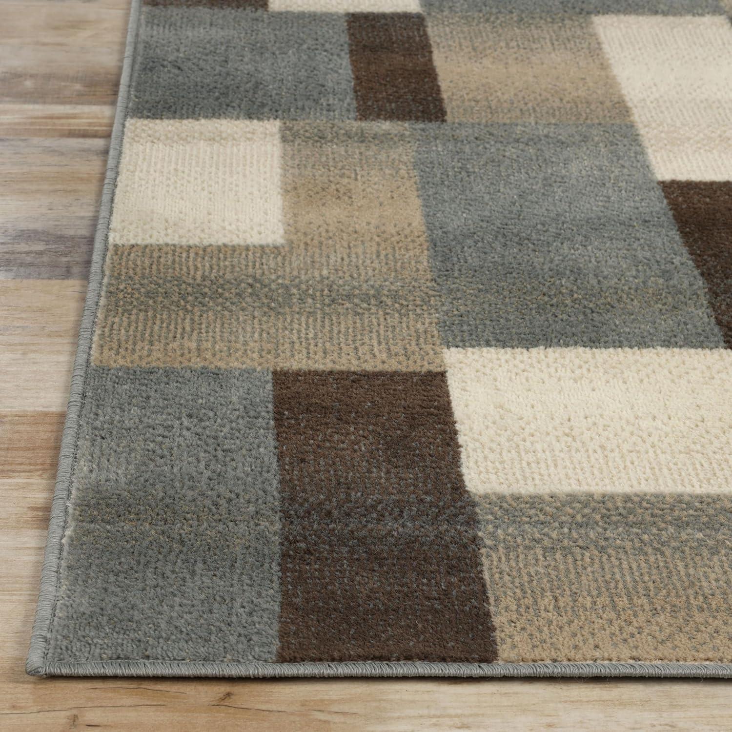 Gray Geometric Polypropylene Runner Rug with Jute Backing