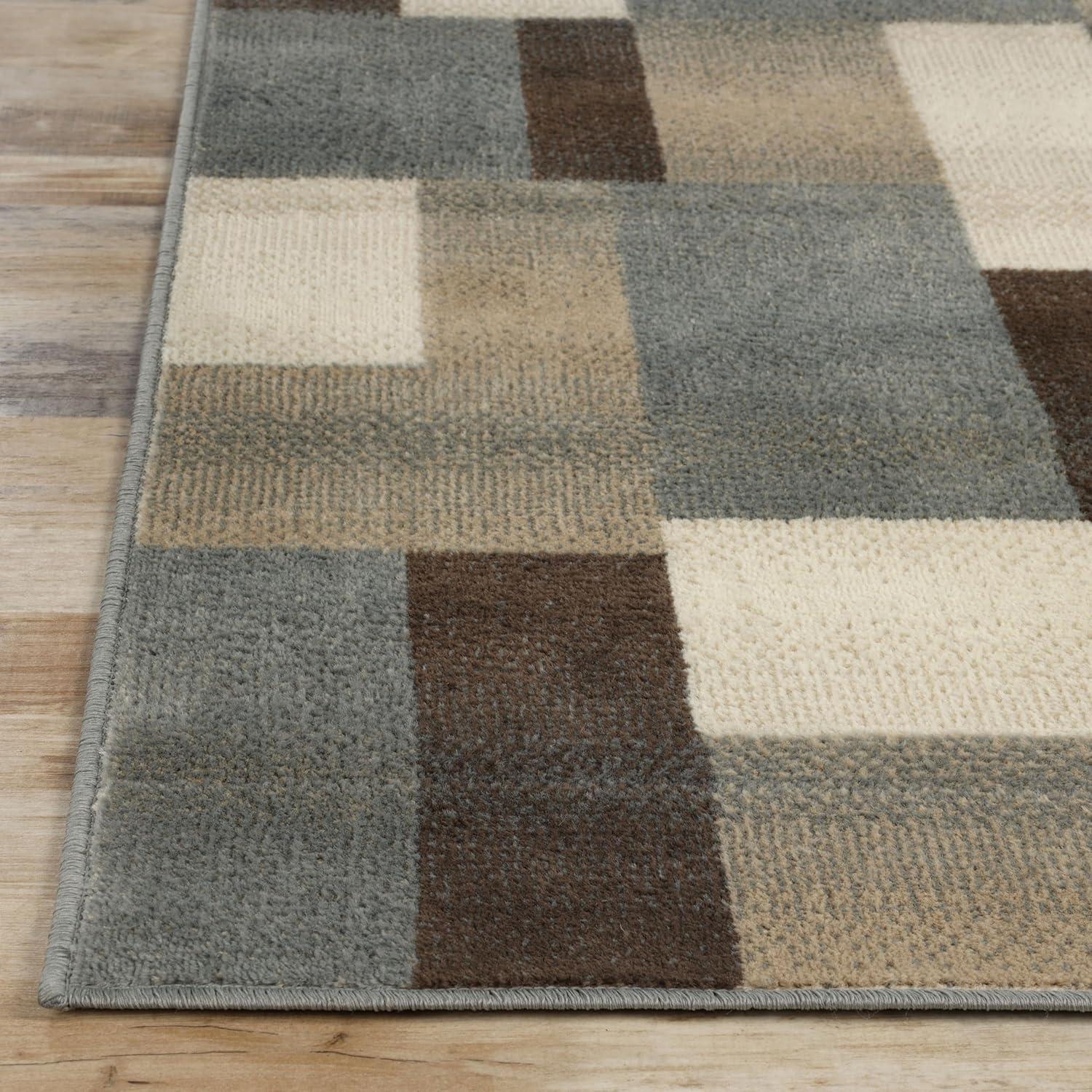 Superior Color Block Area Rug 6' x 9', Gray