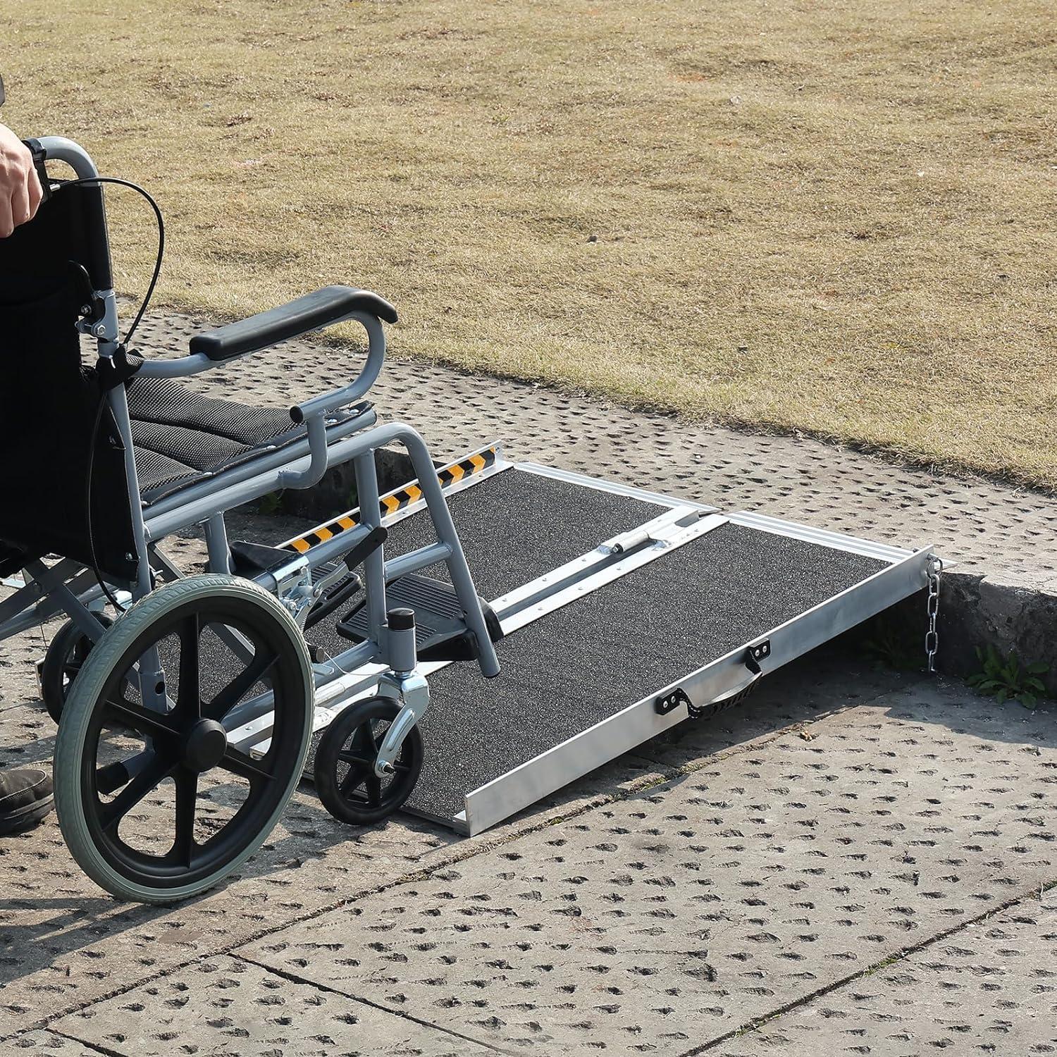 VEVOR Portable Wheelchair Ramp - 3 ft, 800 lbs Capacity, Non-Slip Aluminum, Folding Threshold Ramp for Mobility Scooters, Suitable for Home Steps, Stairs, Doorways, Curbs