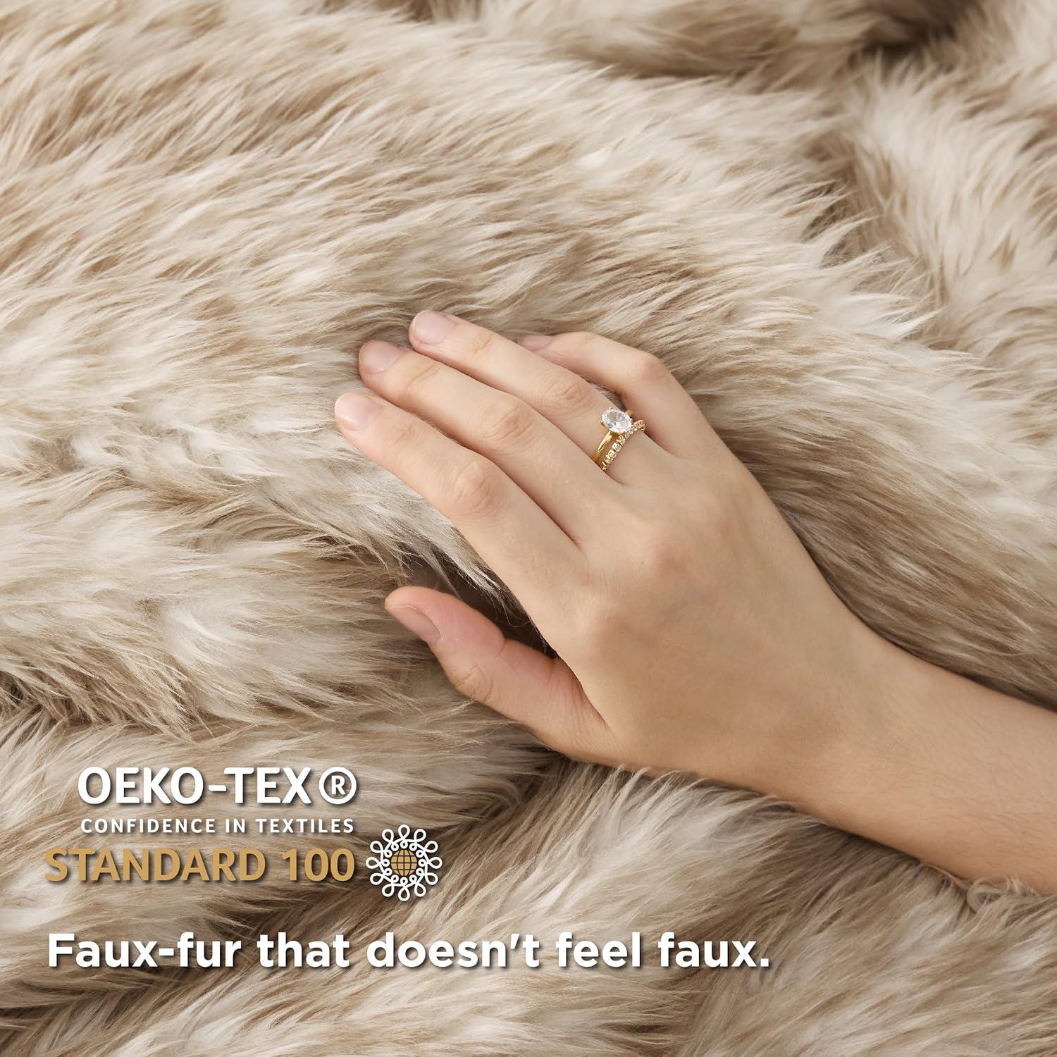 Luxurious Beige Faux Fur 50x70 Inch Cozy Blanket