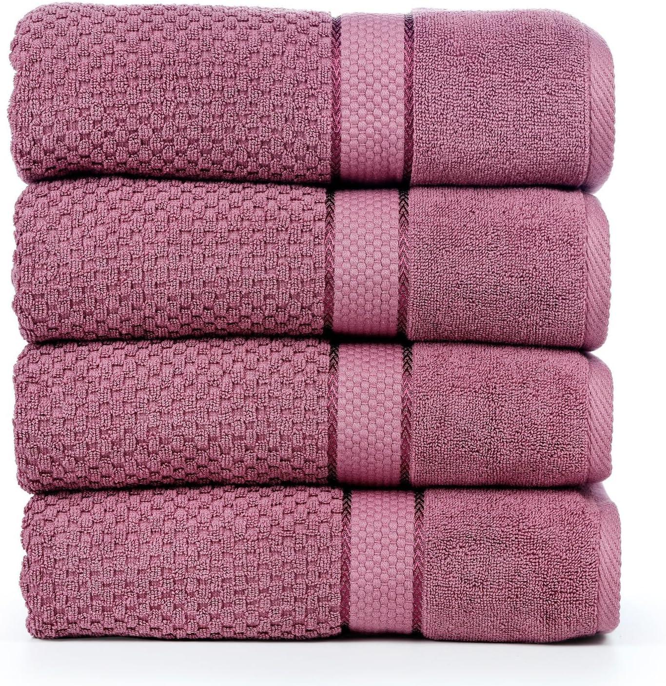 Grape Purple Cotton Popcorn Textured Bath Towel Set of 4