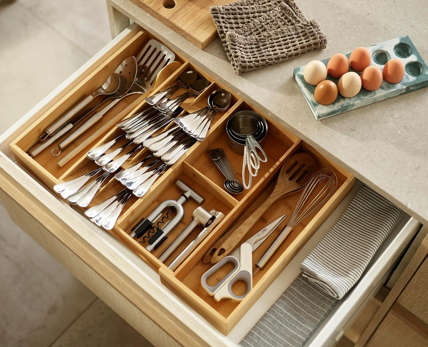 Joseph Joseph DrawerStore Bamboo Expandable Cutlery, Utensil and Gadget Organizer