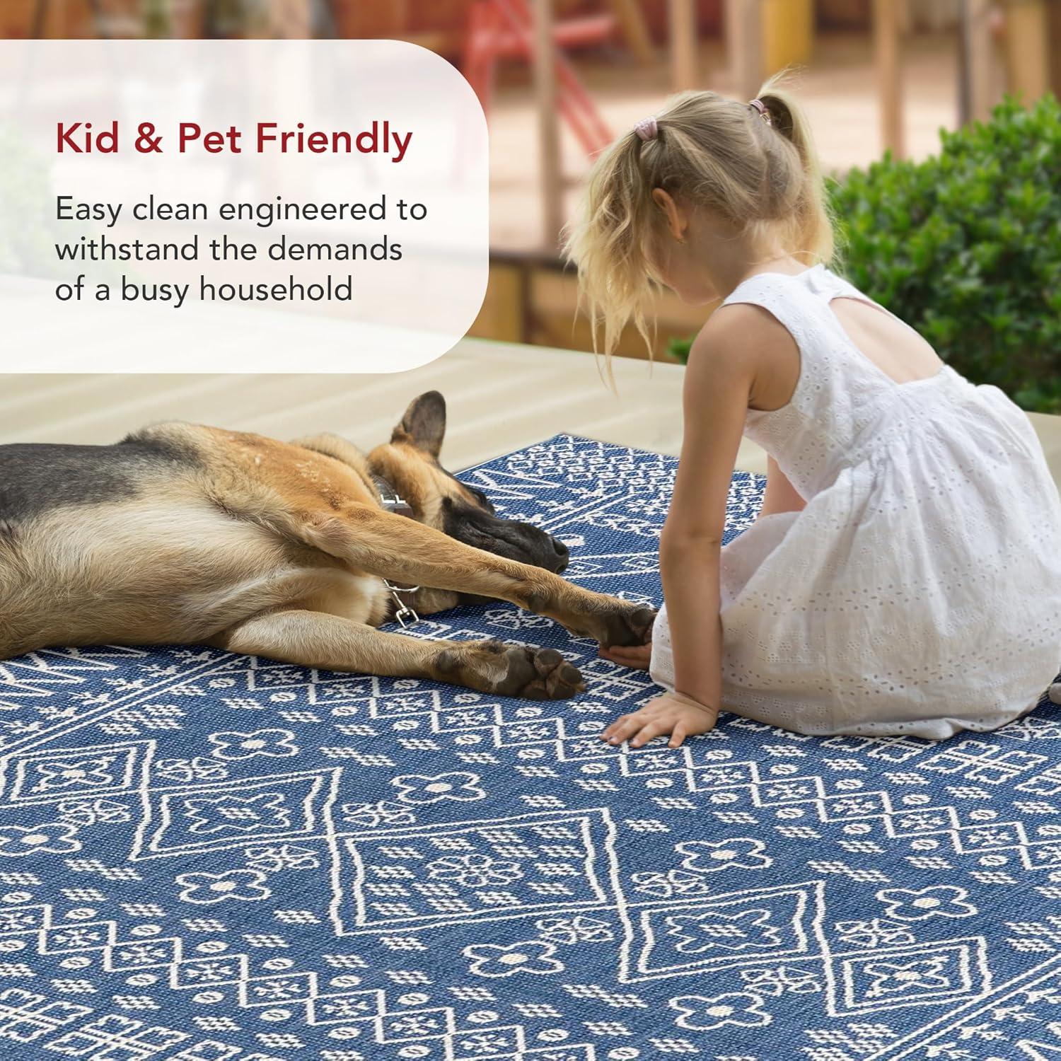 Nuloom Kandace Geometric 2x3 Indoor/Outdoor Accent Rug for Living Room Patio Deck Front Porch Entryway Kitchen, Blue/Ivory