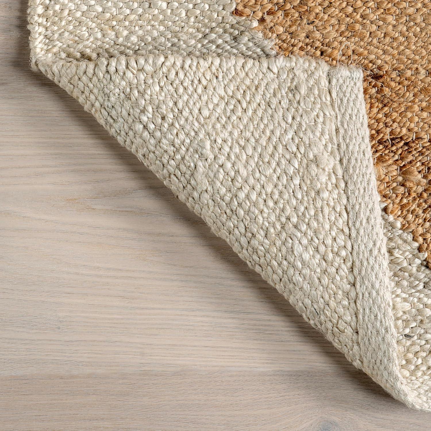 8'x10' Pandora Diamond Jute Area Rug Tan/Ivory - nuLOOM: Geometric Flat Pile, Handmade, Indoor, Rectangle