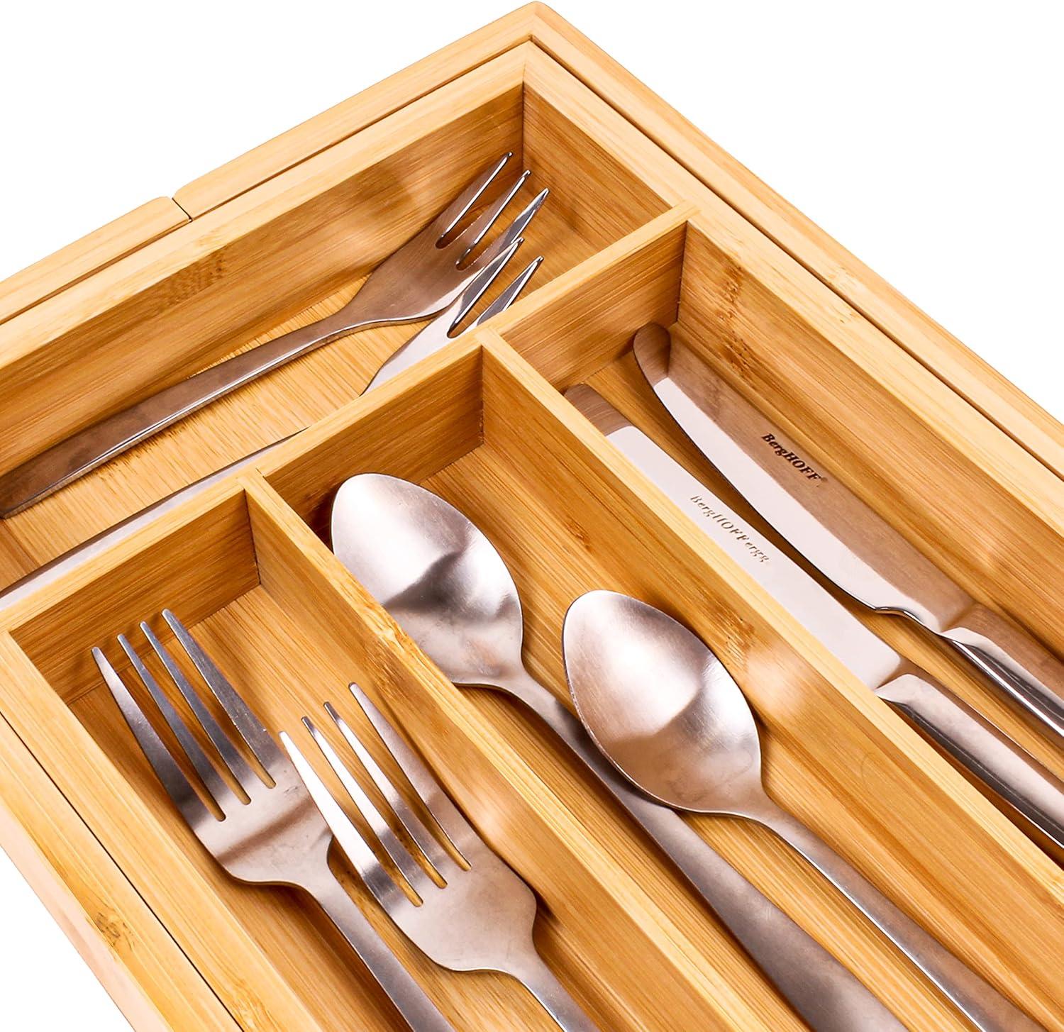 Expandable Bamboo 8-Slot Flatware Organizer