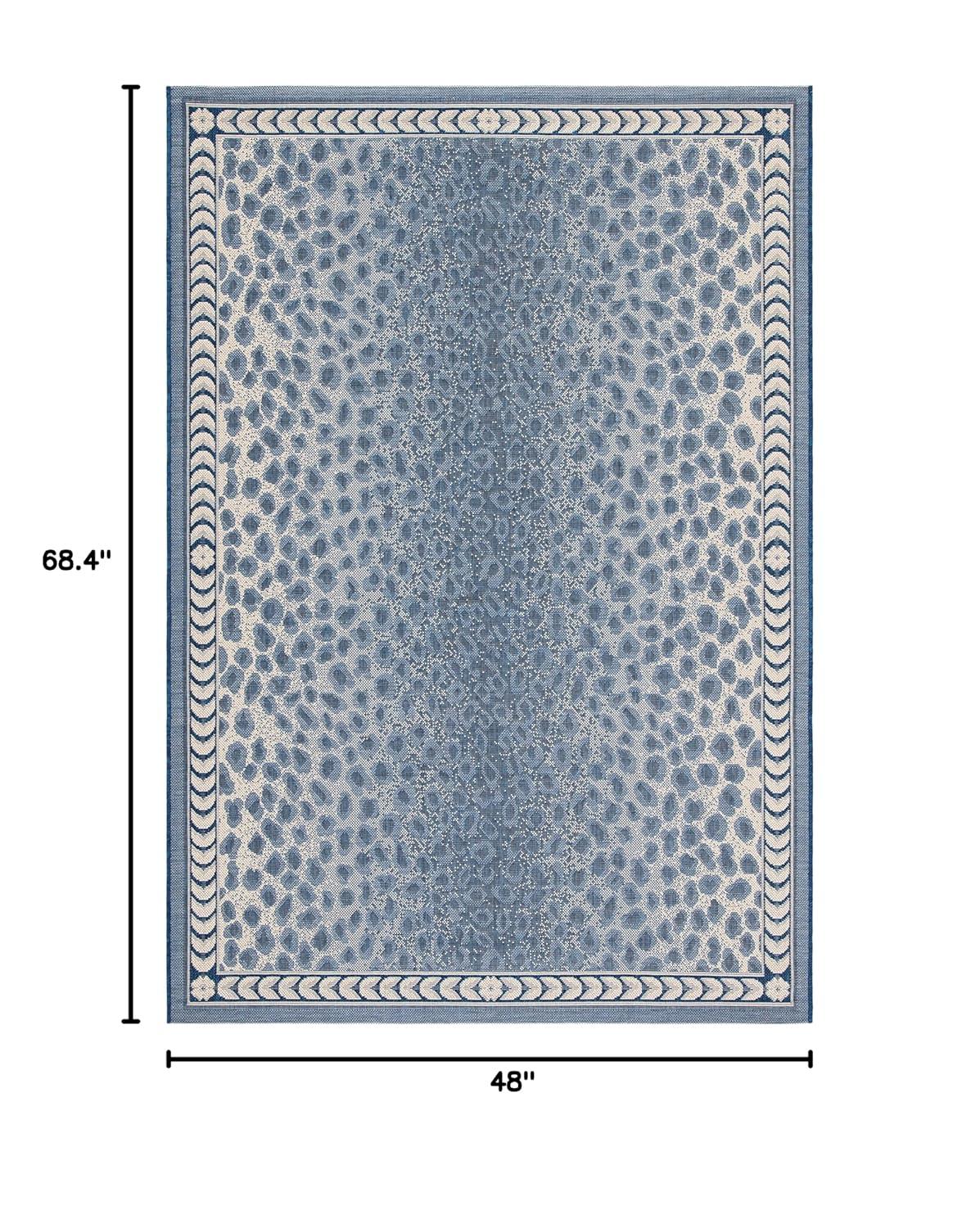 Courtyard CY6100 Power Loomed Indoor/Outdoor Area Rug - Navy/Beige - 4'x5'7" - Safavieh.