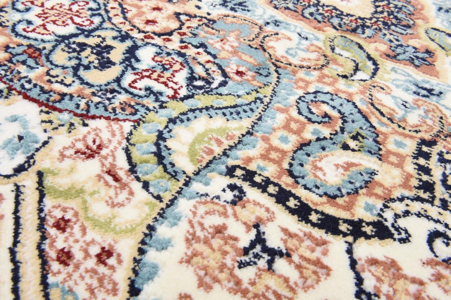 Unique Loom Glasgow Narenj Rug Ivory/Blue 3' x 5' 1" Rectangle Floral Traditional Perfect For Living Room Bed Room Dining Room Office