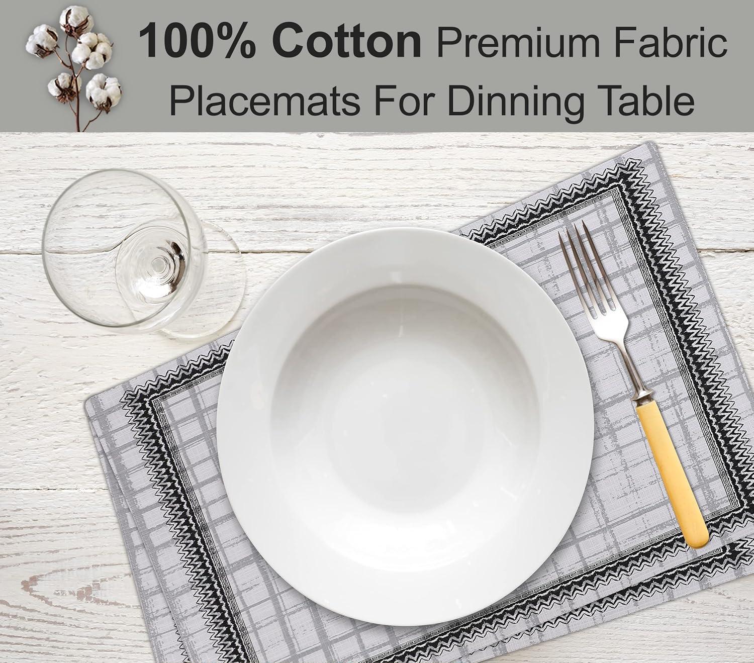 Ruvanti Dining Table Rectangle Placemats 100% Cotton Multi Pattern 13x19 Inches (Set of 6)