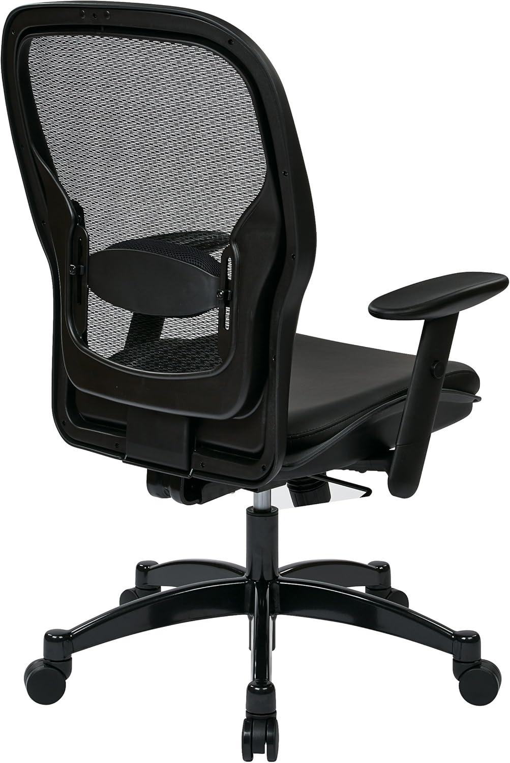 Professional Breathable Mesh Back Chair with Bonded Leather Seat in Black