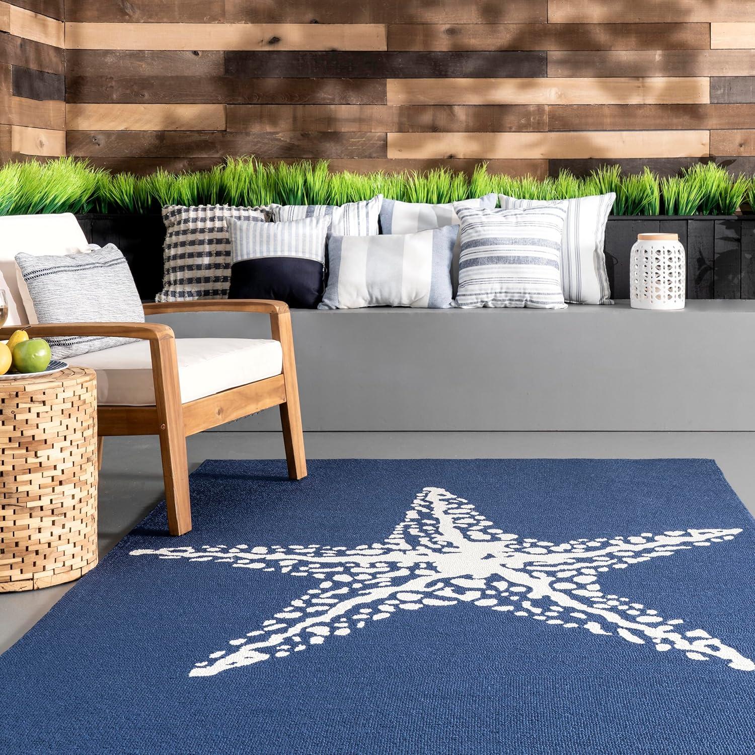 nuLOOM Hand Hooked Marine Indoor/ Outdoor, Navy, 4' x 6' Area Rug