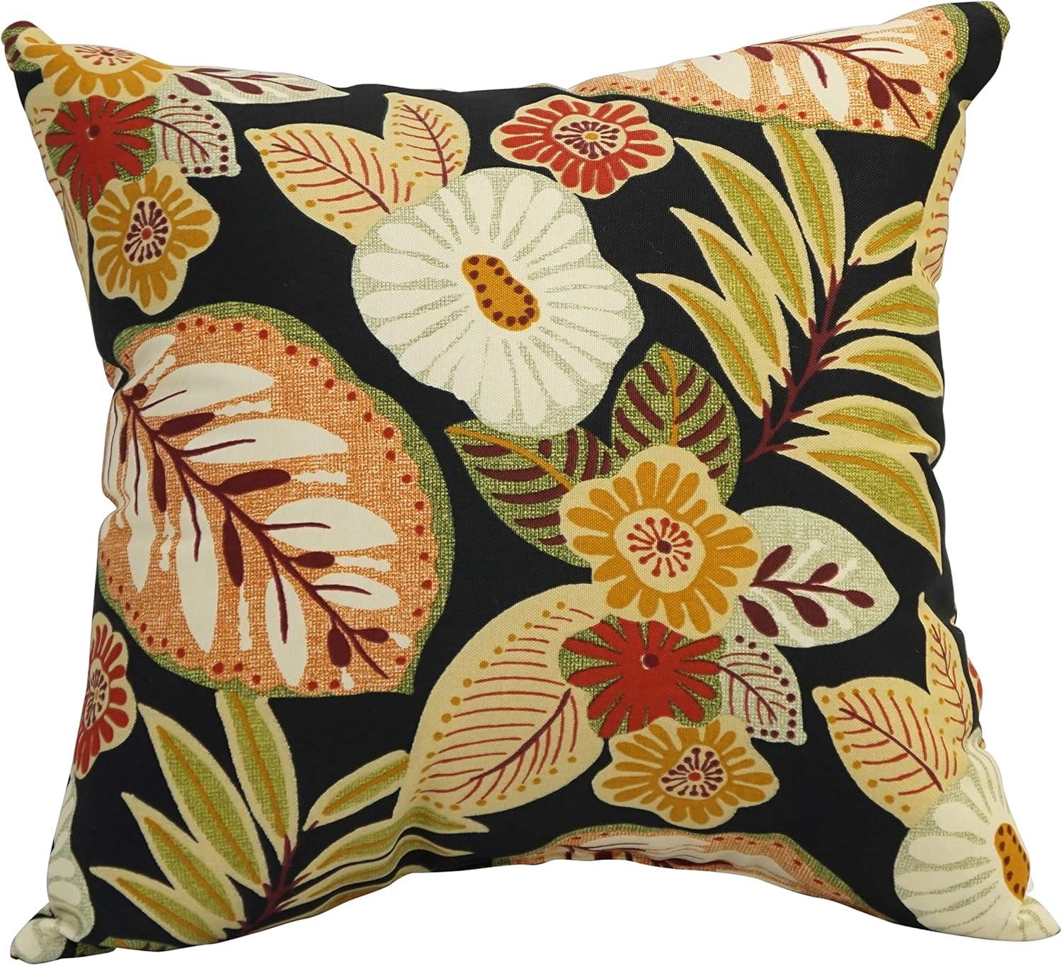 Blazing Needles Outdoor Cushion Collection Floral Indoor/Outdoor Reversible Throw Pillow (Set of 4)