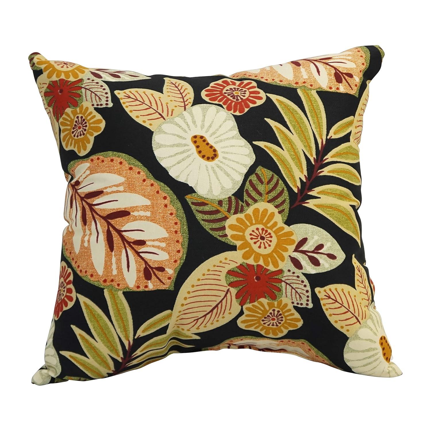 Blazing Needles Outdoor Cushion Collection Floral Indoor/Outdoor Reversible Throw Pillow (Set of 4)