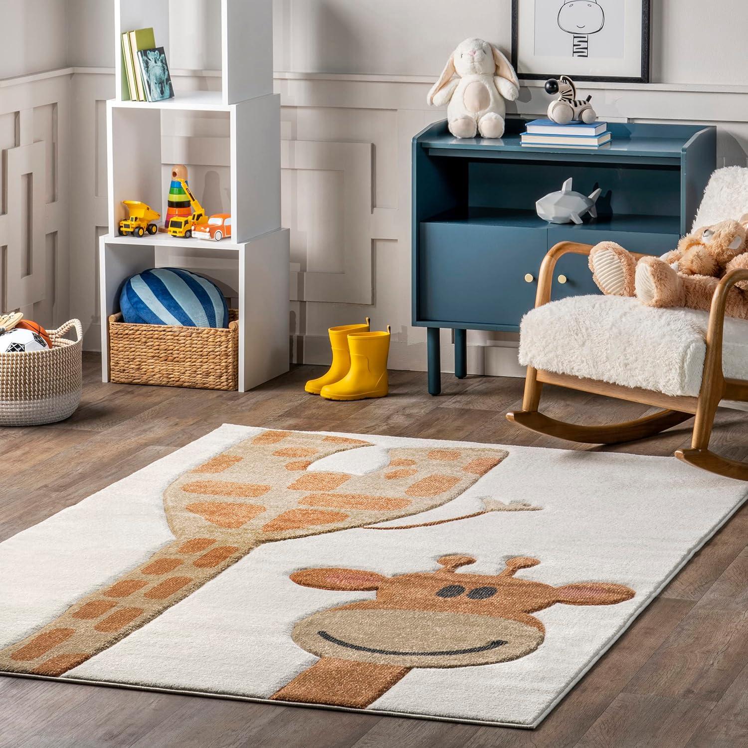 Nuloom Anabell Animal 4x6 Indoor Area Rug for Living Room Bedroom Dining Room Nursery Kitchen, Beige/Ivory