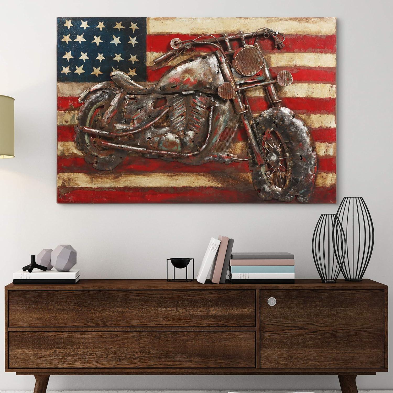 Empire Art Direct Motorcycle Wall Sculpture Mixed Media Iron Hand Painted Dimensional Wall Art