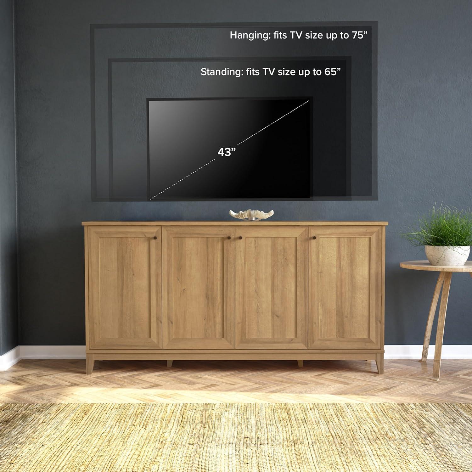 Millwood Pines Gonroff 4 Panel Door Console Table Storage Cabinet with Doors and Shelves, Sideboard Storage Cabinet