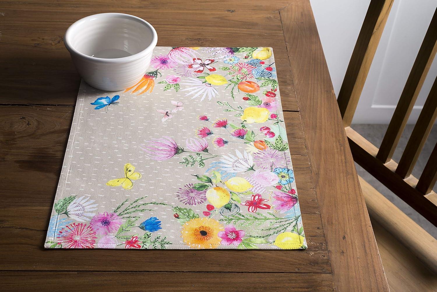 Spring Floral Cotton Rectangular Placemats Set of 4