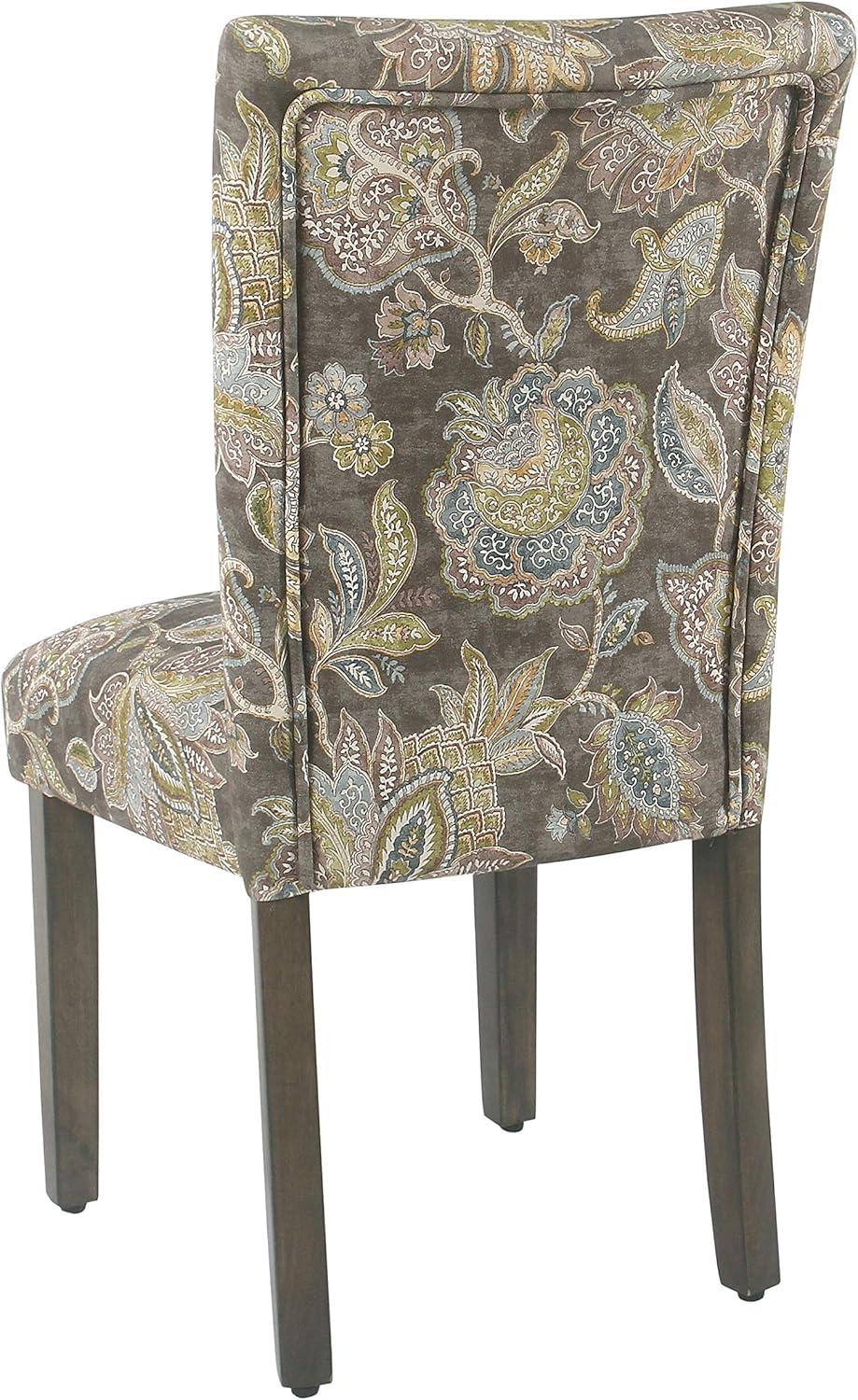 HomePop Parsons Classic Upholstered Accent Dining Chair, Set of 2, Multicolor Gray Floral