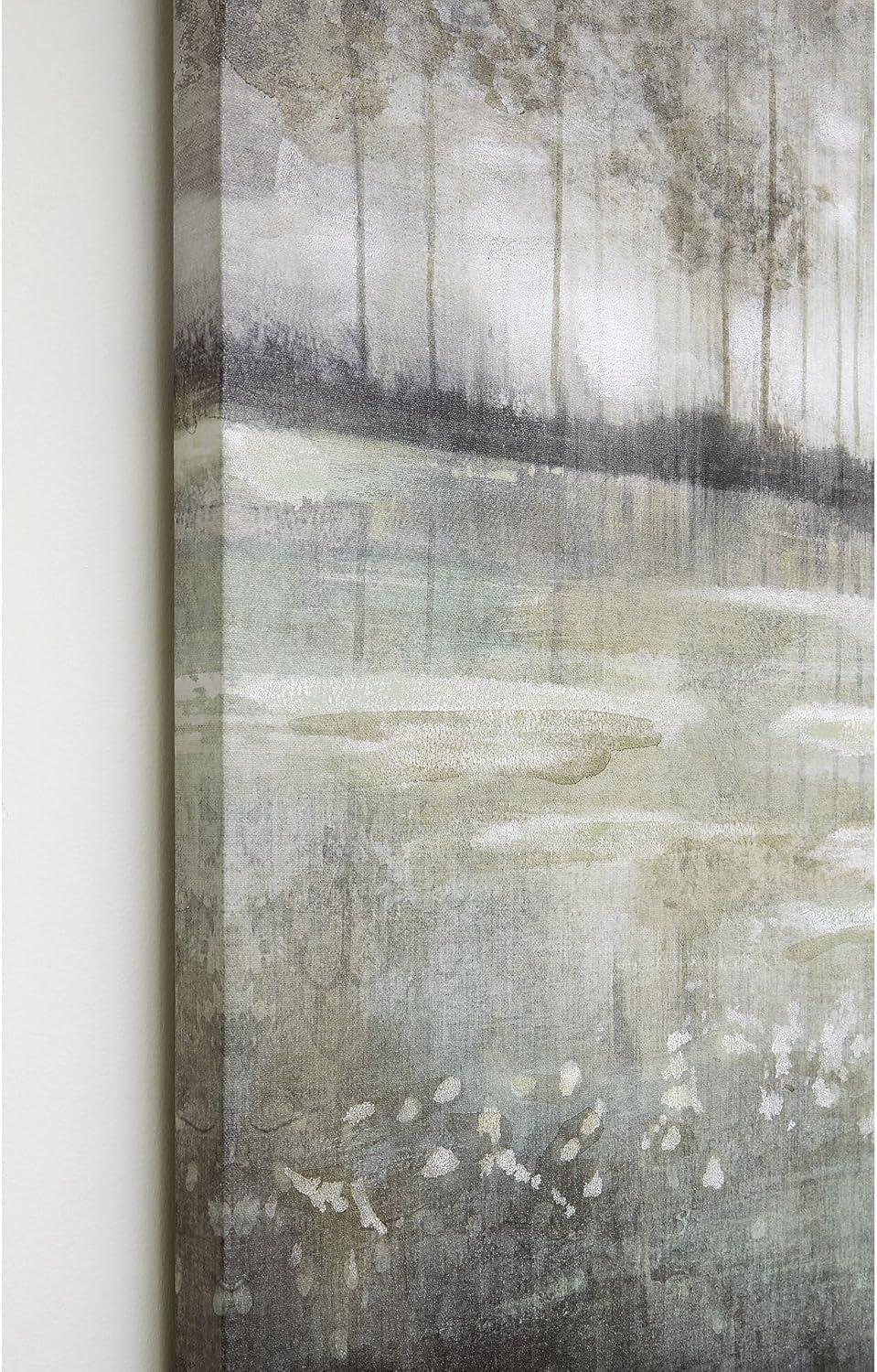 Gray and Green Abstract Woodland Canvas Wall Art Set