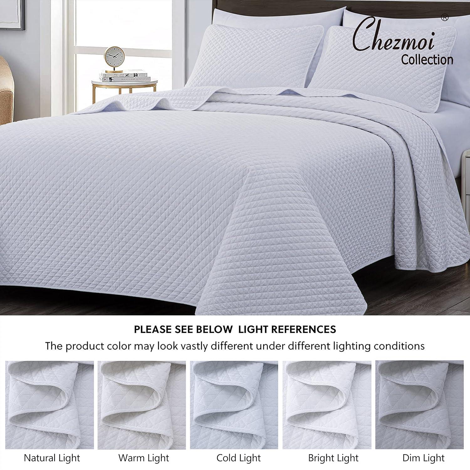 Chezmoi Collection Solid Color Cotton Quilt Cotton Quilt Set