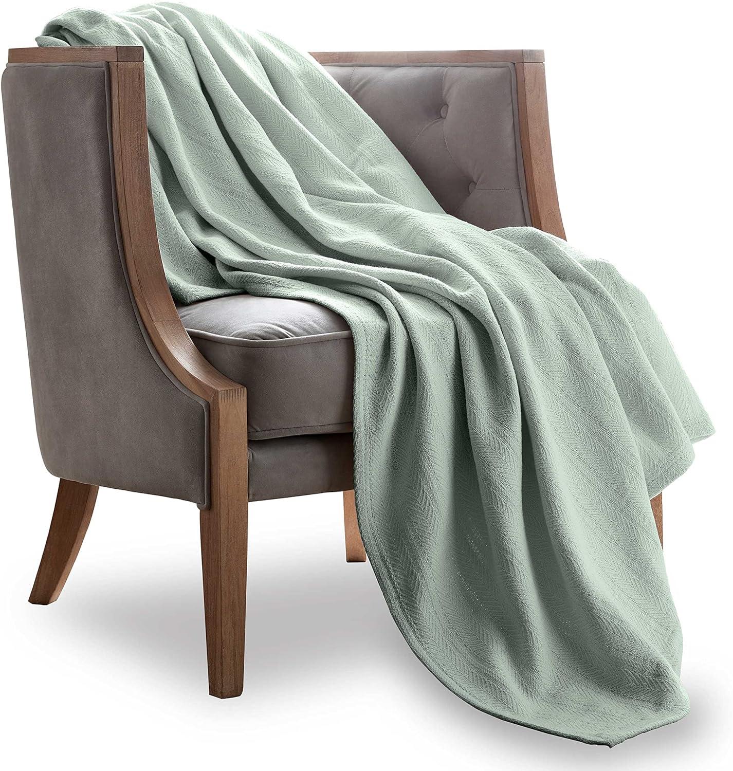 Vellux Vellux 100% Cotton Blanket - Soft, Breathable, Cozy & Lightweight Thermal Blanket  All-Season Blanket Perfect for Layering Bed, Couch & Sofa - Hotel Quality