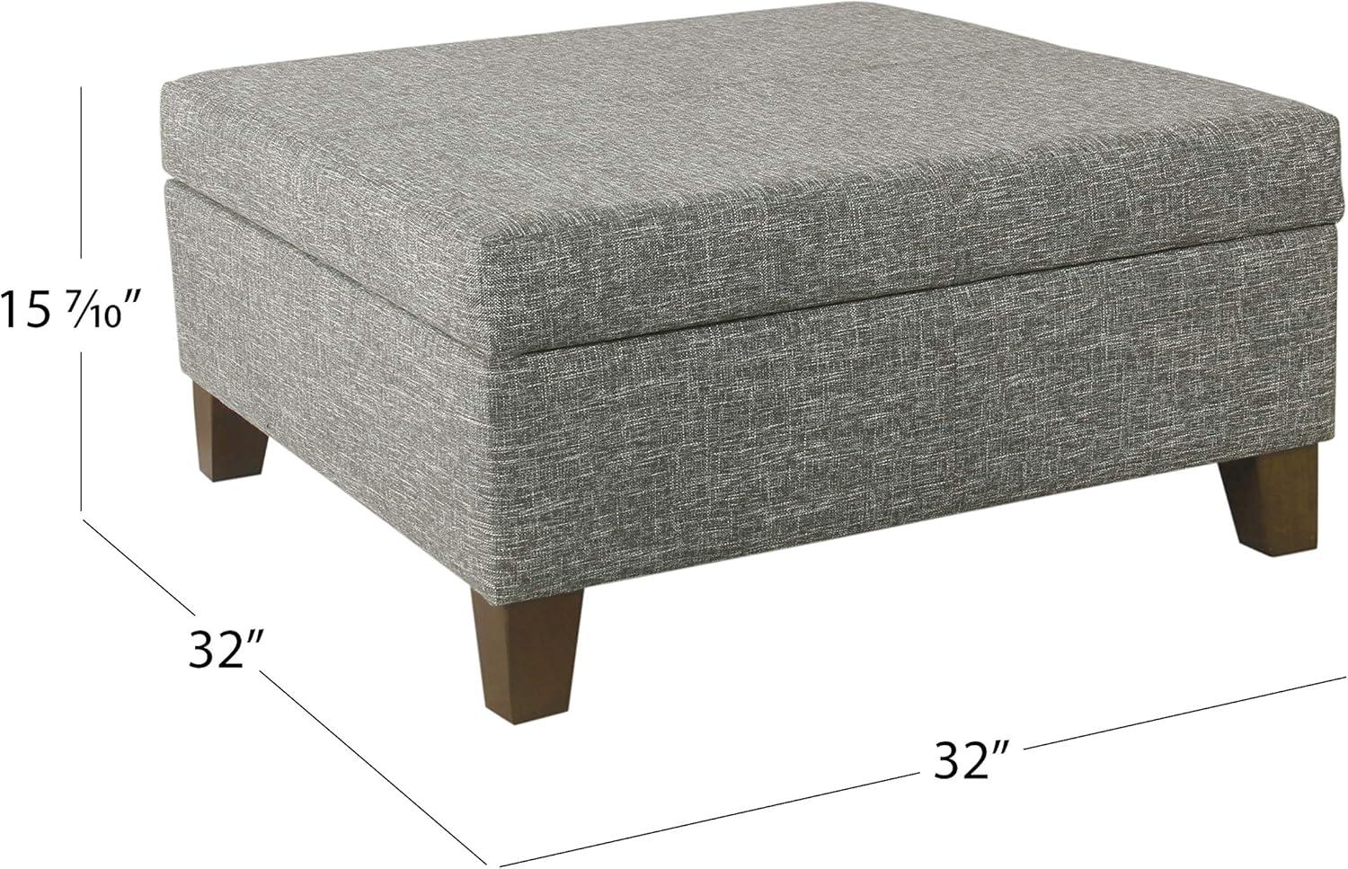 32" Luxury Square Storage Ottoman Slate Gray - HomePop: Textured Fabric, Hinged Lid, Wood Legs, Easy Assembly