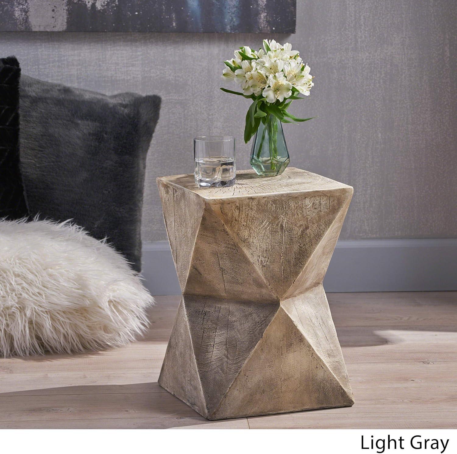 Manuel Light Gray Lightweight Concrete Hourglass Accent Table