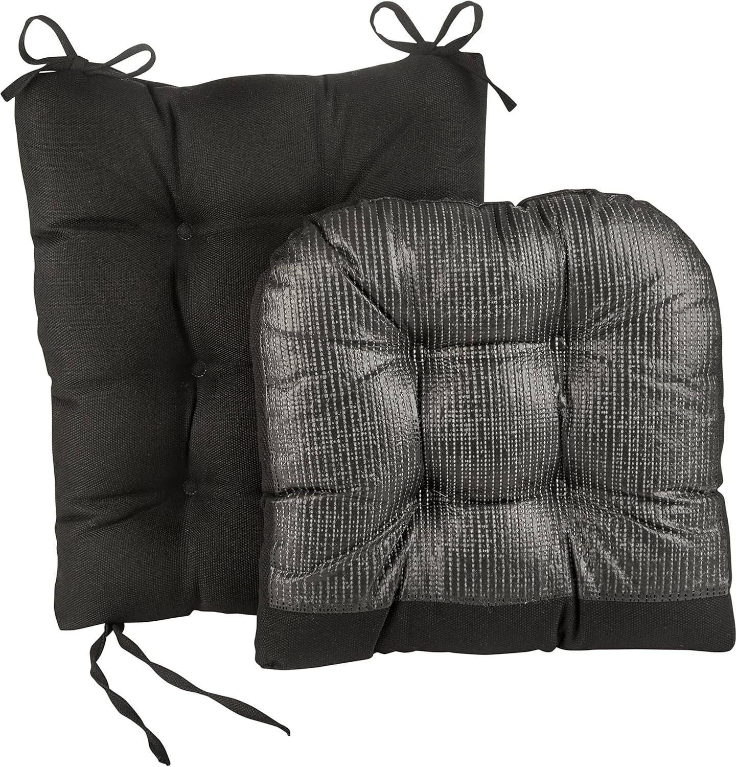 Klear Vu Gripper Non-Slip Omega 2-Piece Rocking Chair Cushion Set, Black