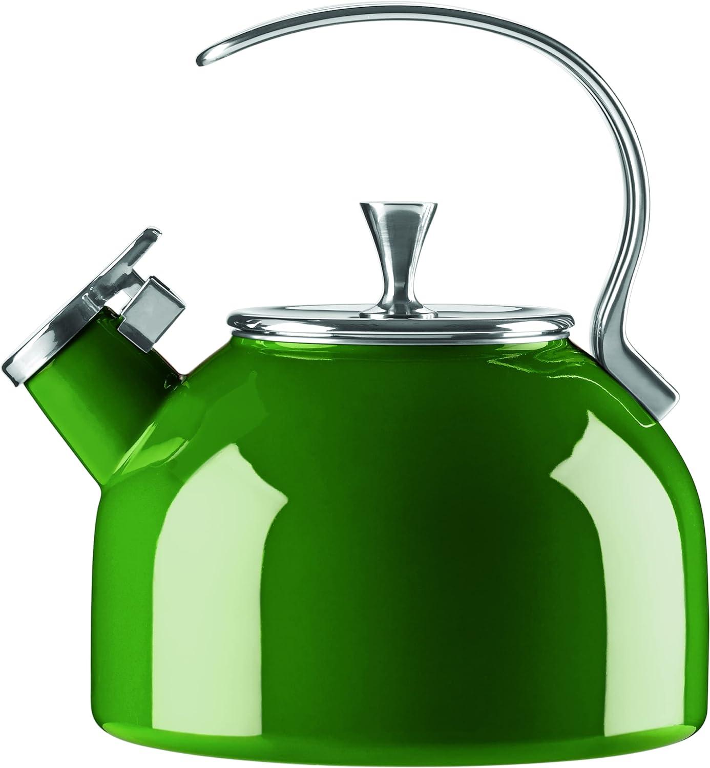 Green Enamel Whistling Retro Extra Small Kettle