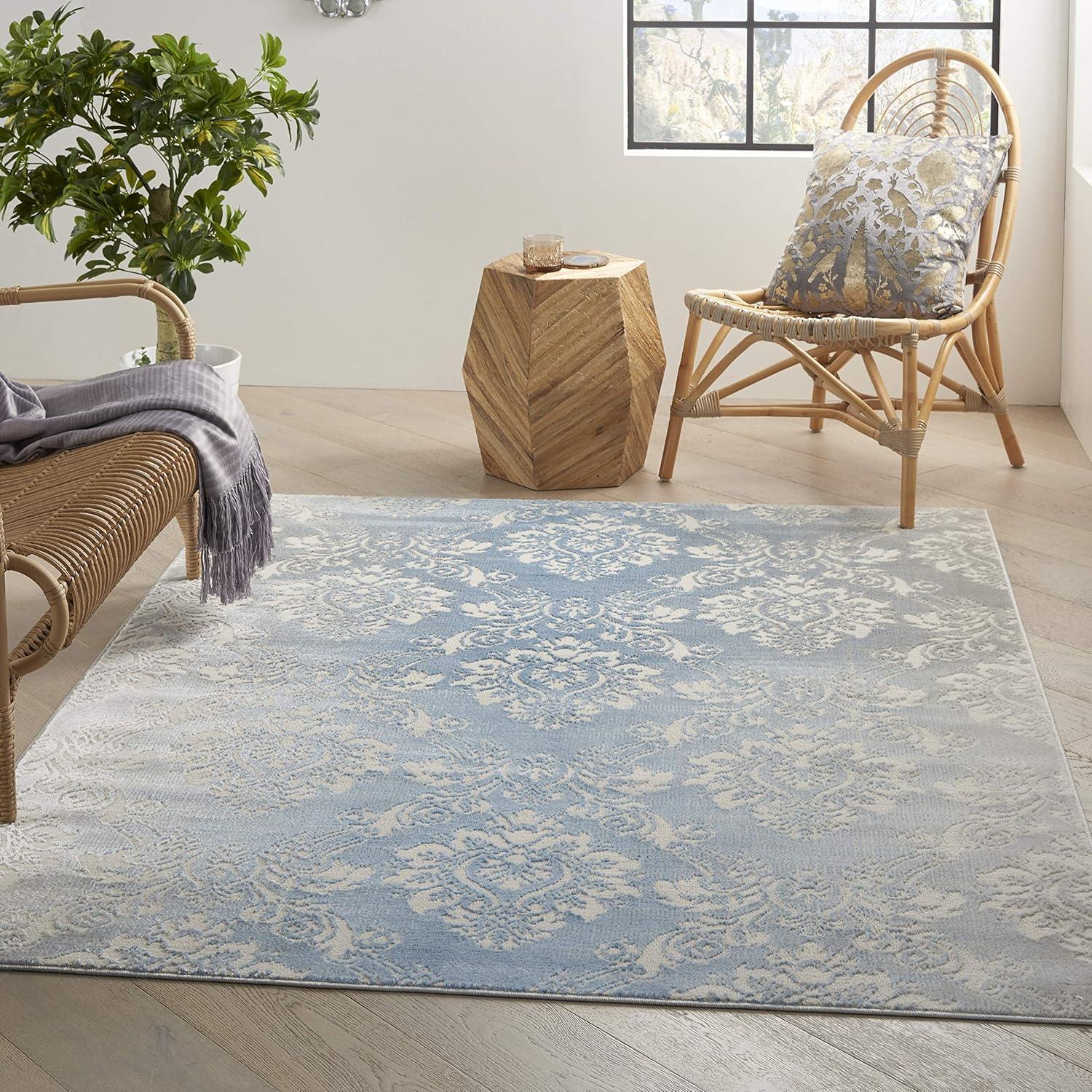 Nourison Elation ETN03 Indoor only Area Rug - Ivory Blue 2'3" x 7'6"