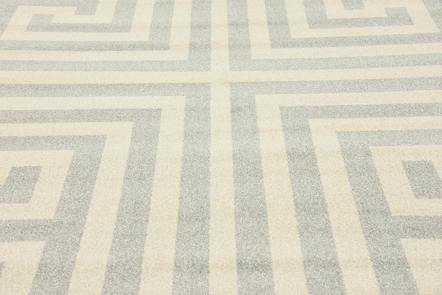 Hera Geometric Gray Synthetic 7'x10' Indoor Area Rug