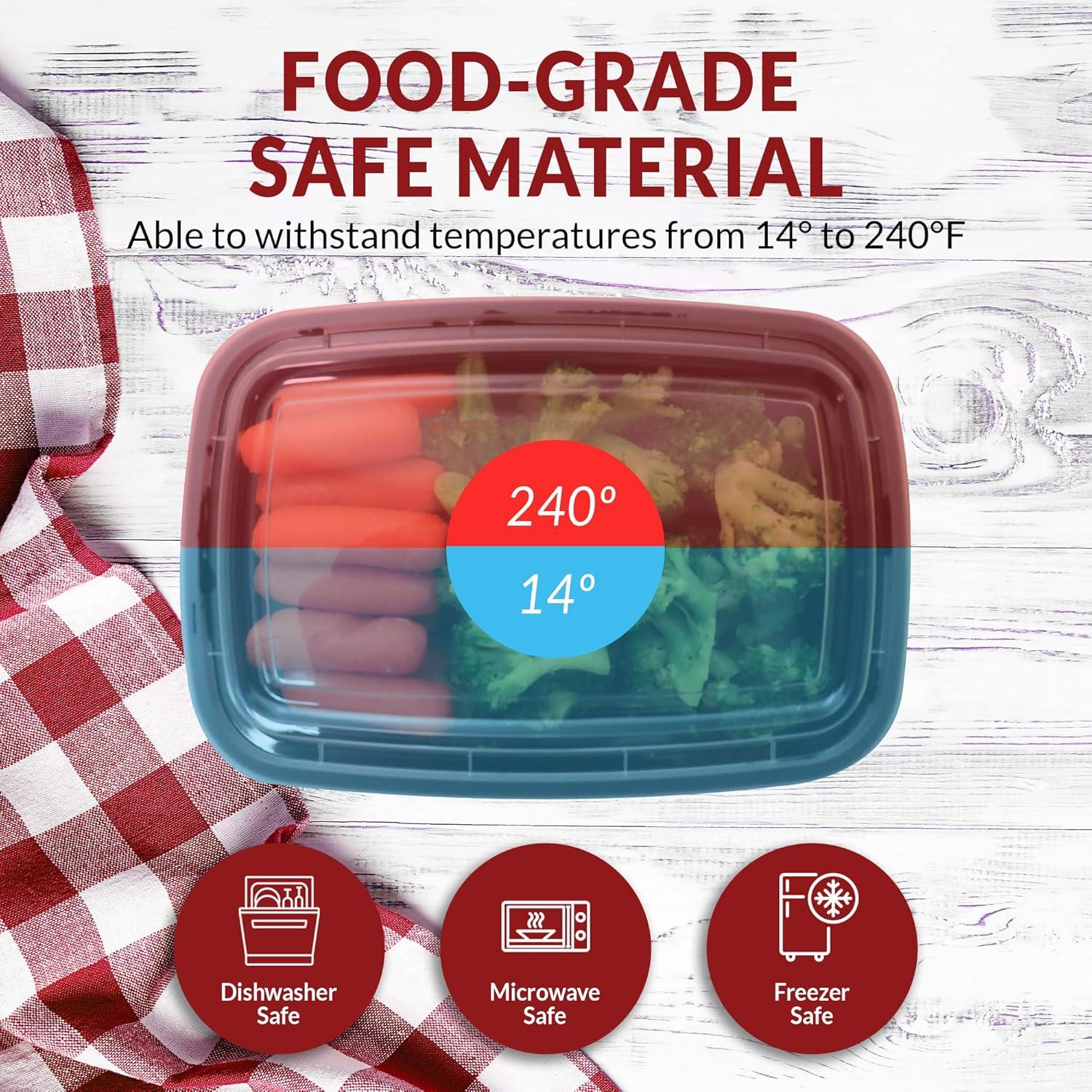 Reli. Meal Prep Containers 24 oz. | 50 Pack | 1 Compartment Food Container w/Lids | Microwavable Food Storage, To Go | Black Reusable Bento Box/Lunch Box for Meal Prep